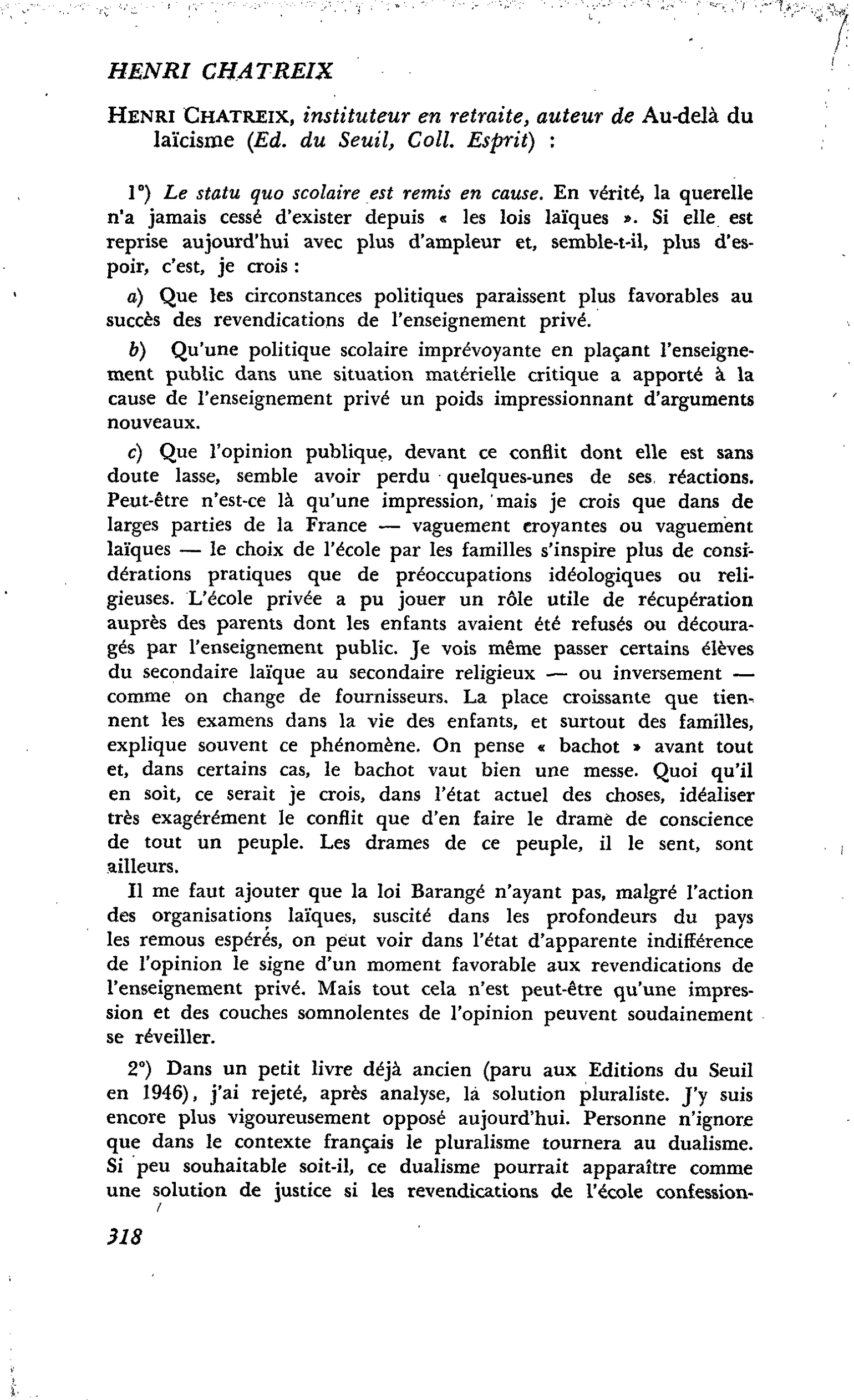 Points de vues : Henri Chatreix
