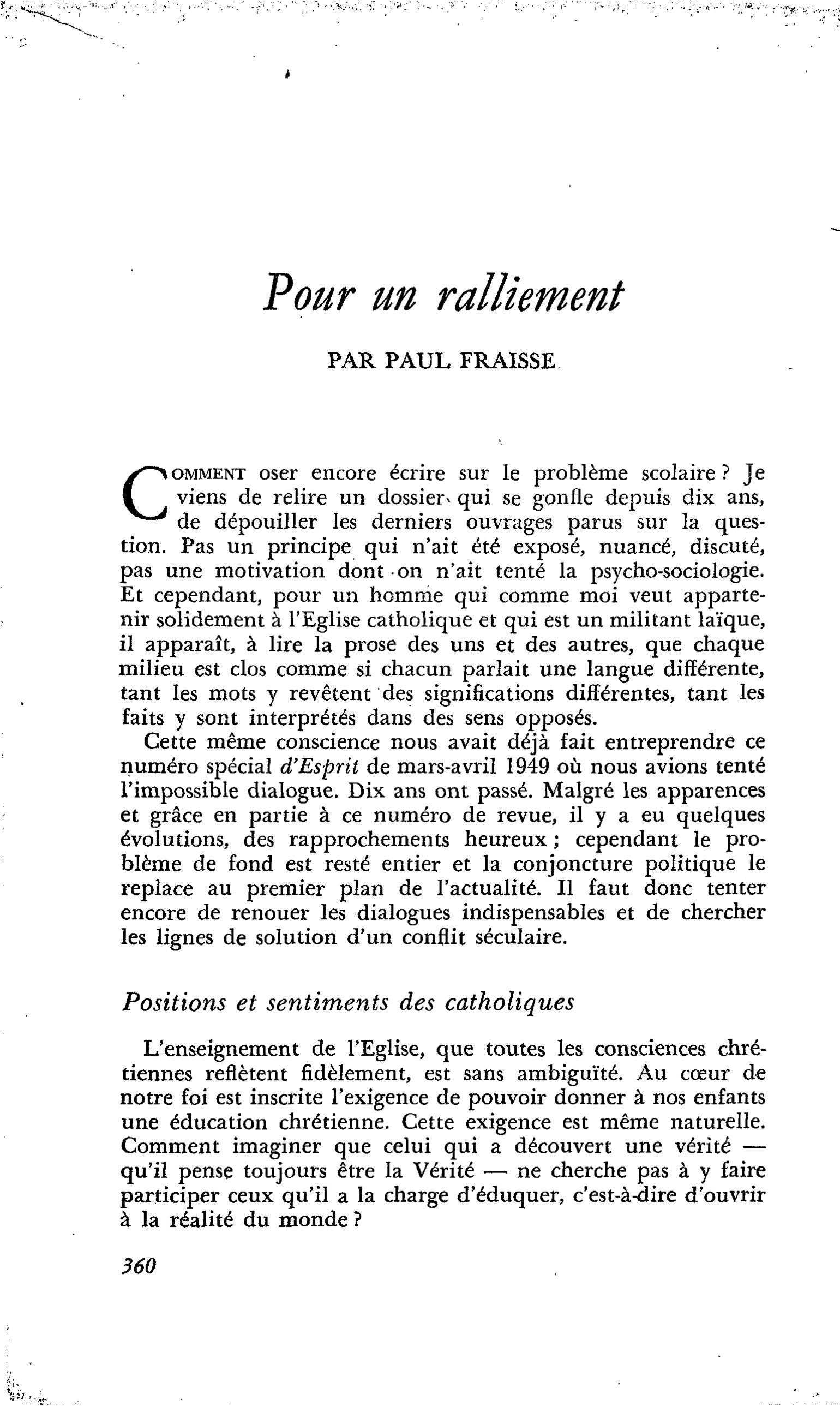 Pour un ralliement
