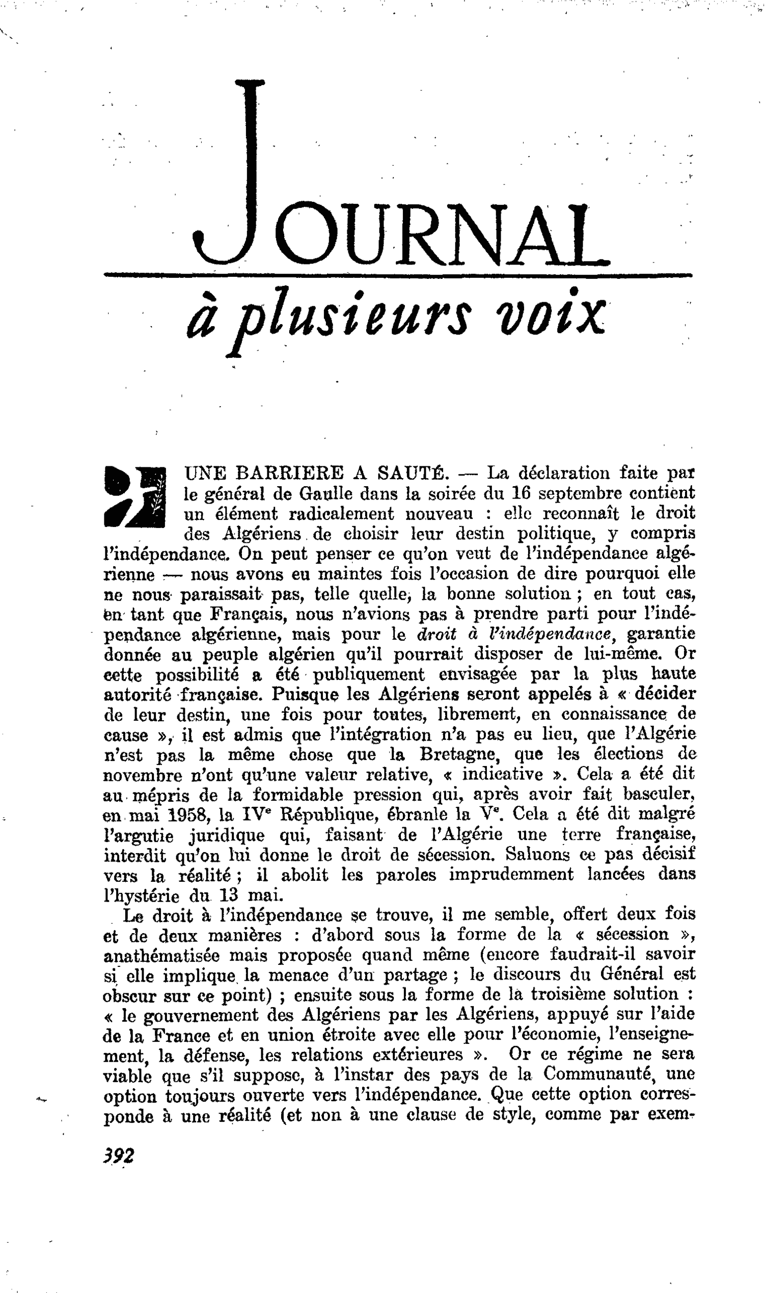 UNE BARRIERE A SAUTÉ