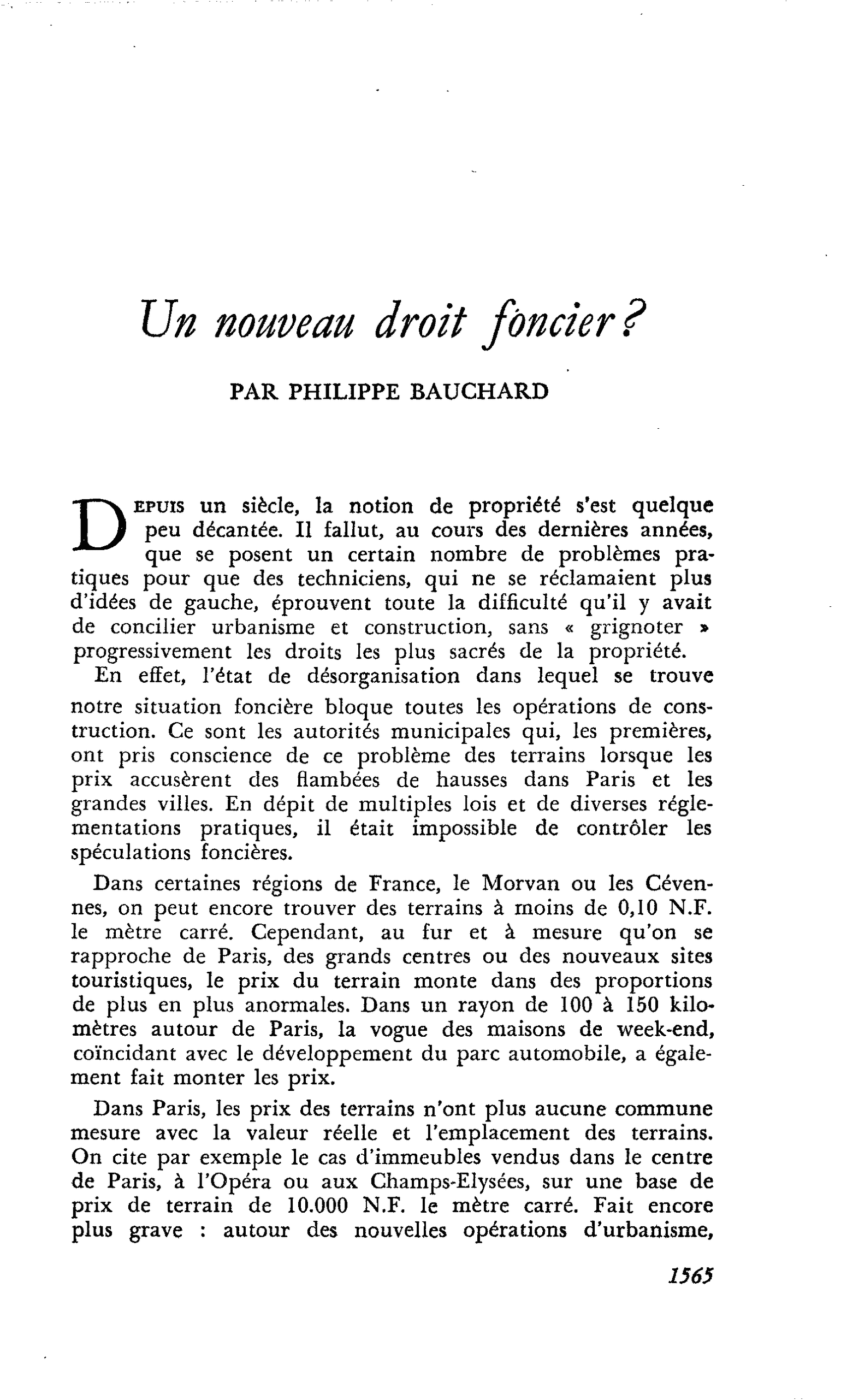Un nouveau droit foncier ?