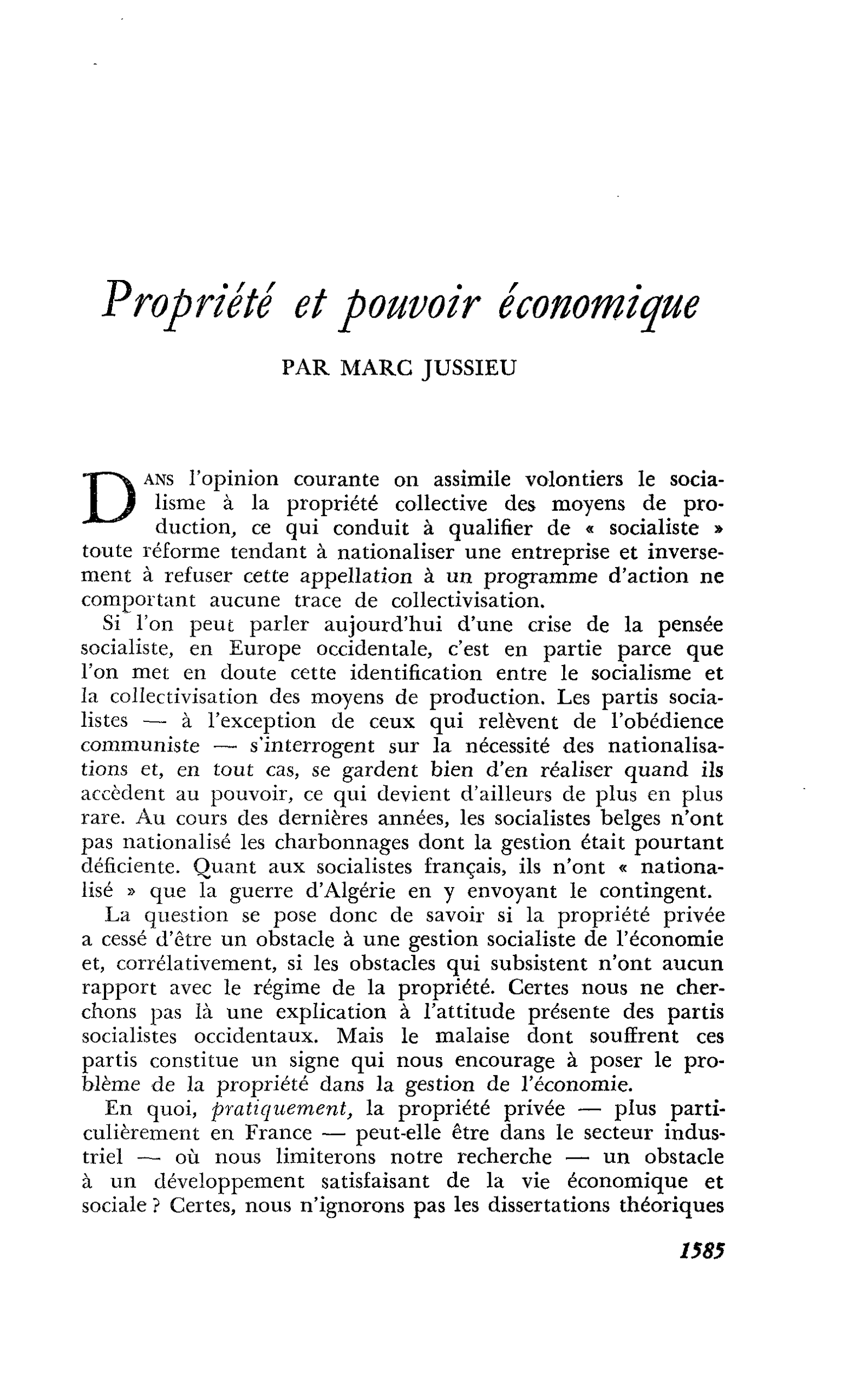 Propriété et pouvoir économique