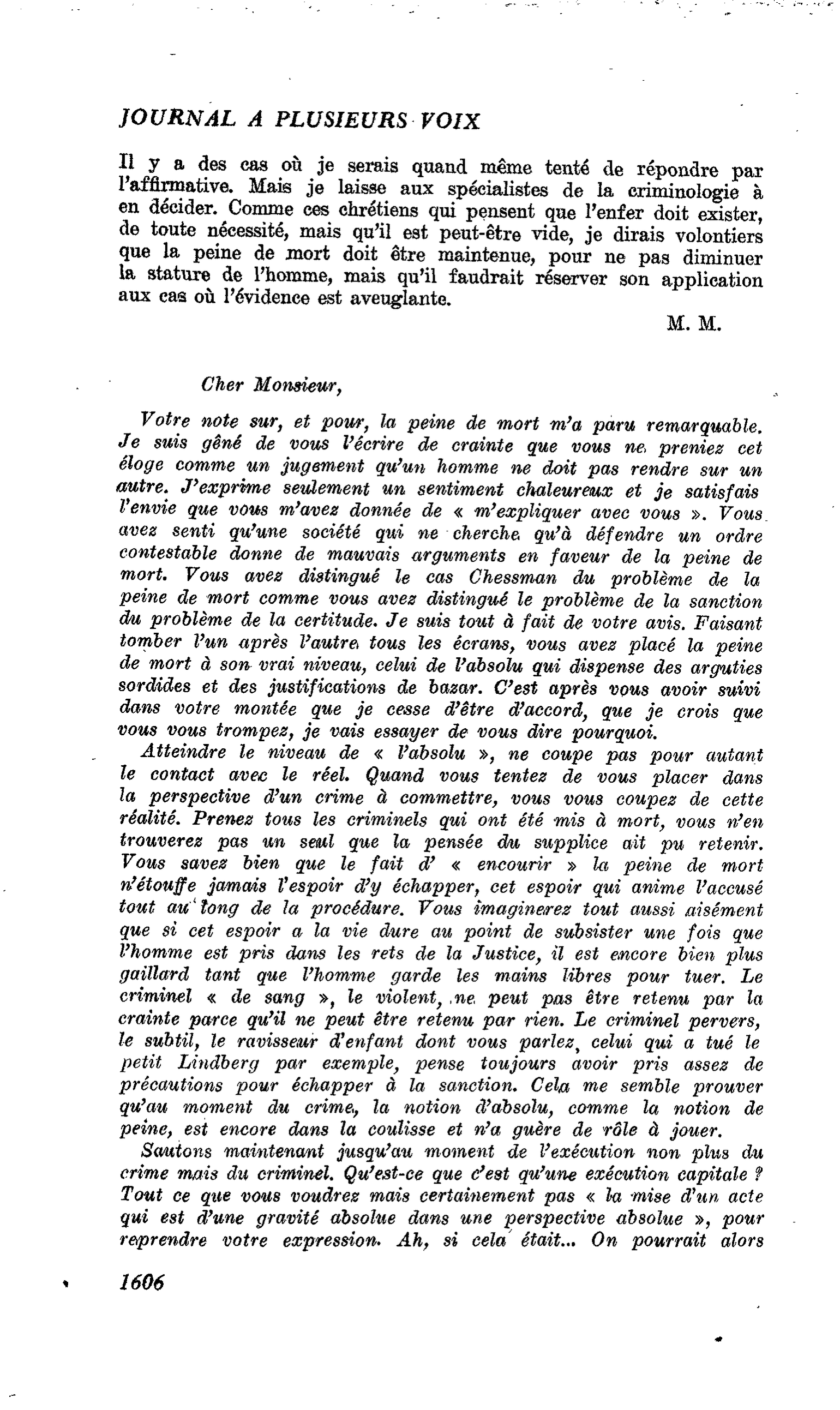 LETTRES SUR LA PEINE DE MORT