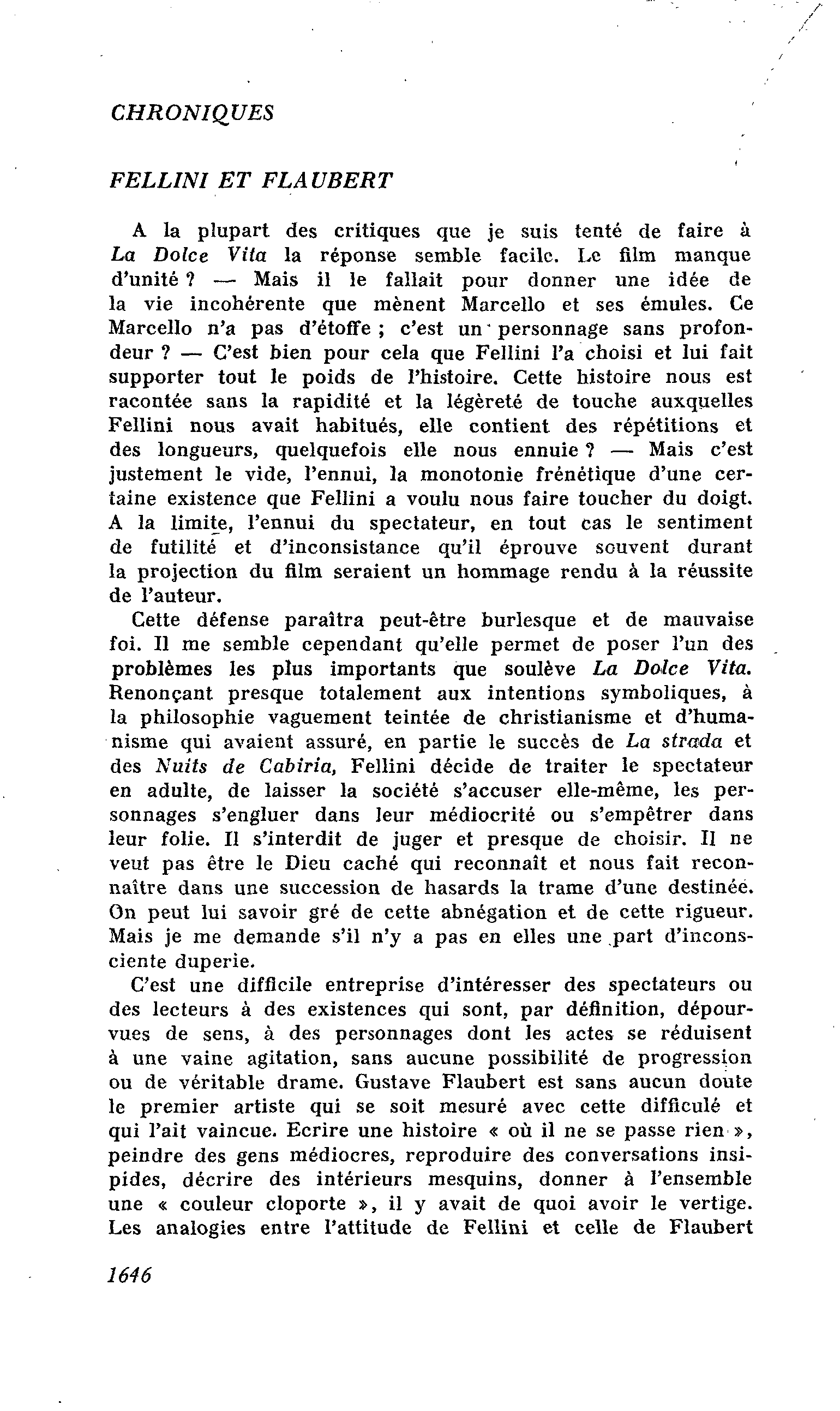 FELLINI ET FLAUBERT