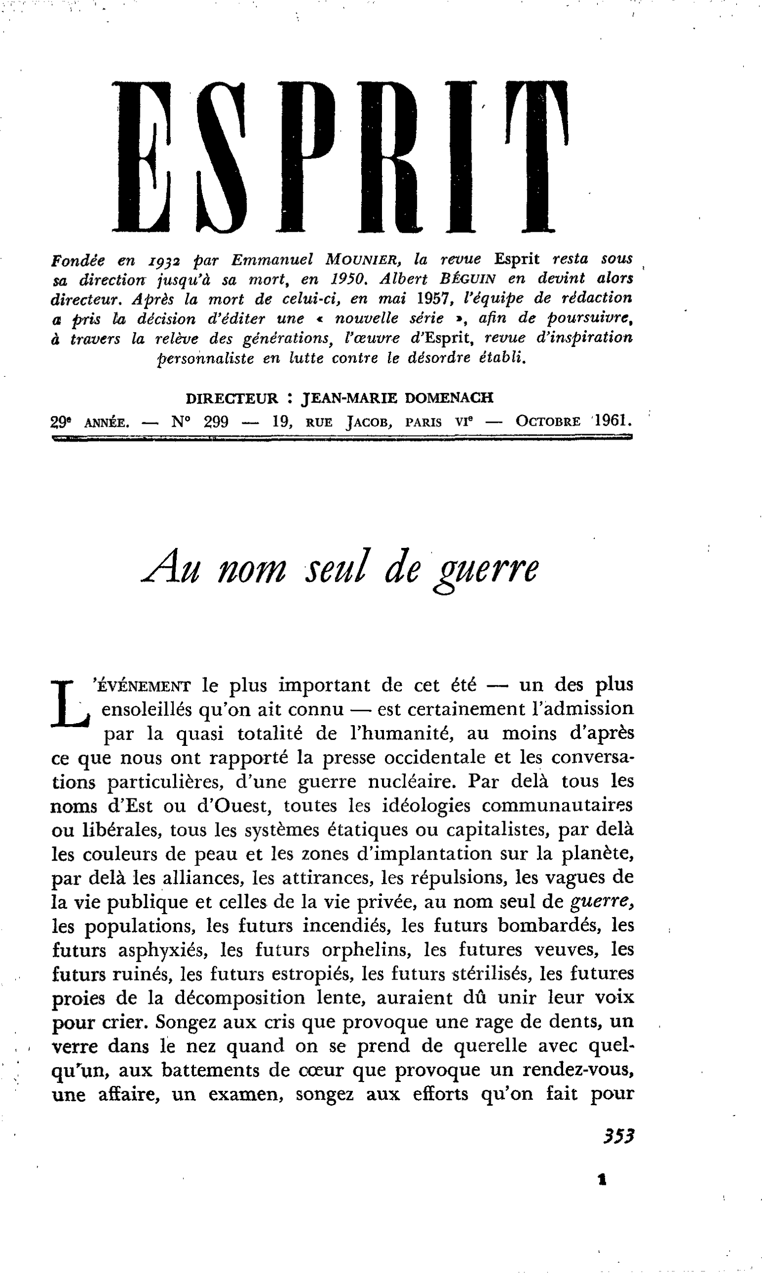 Au nom seul de guerre