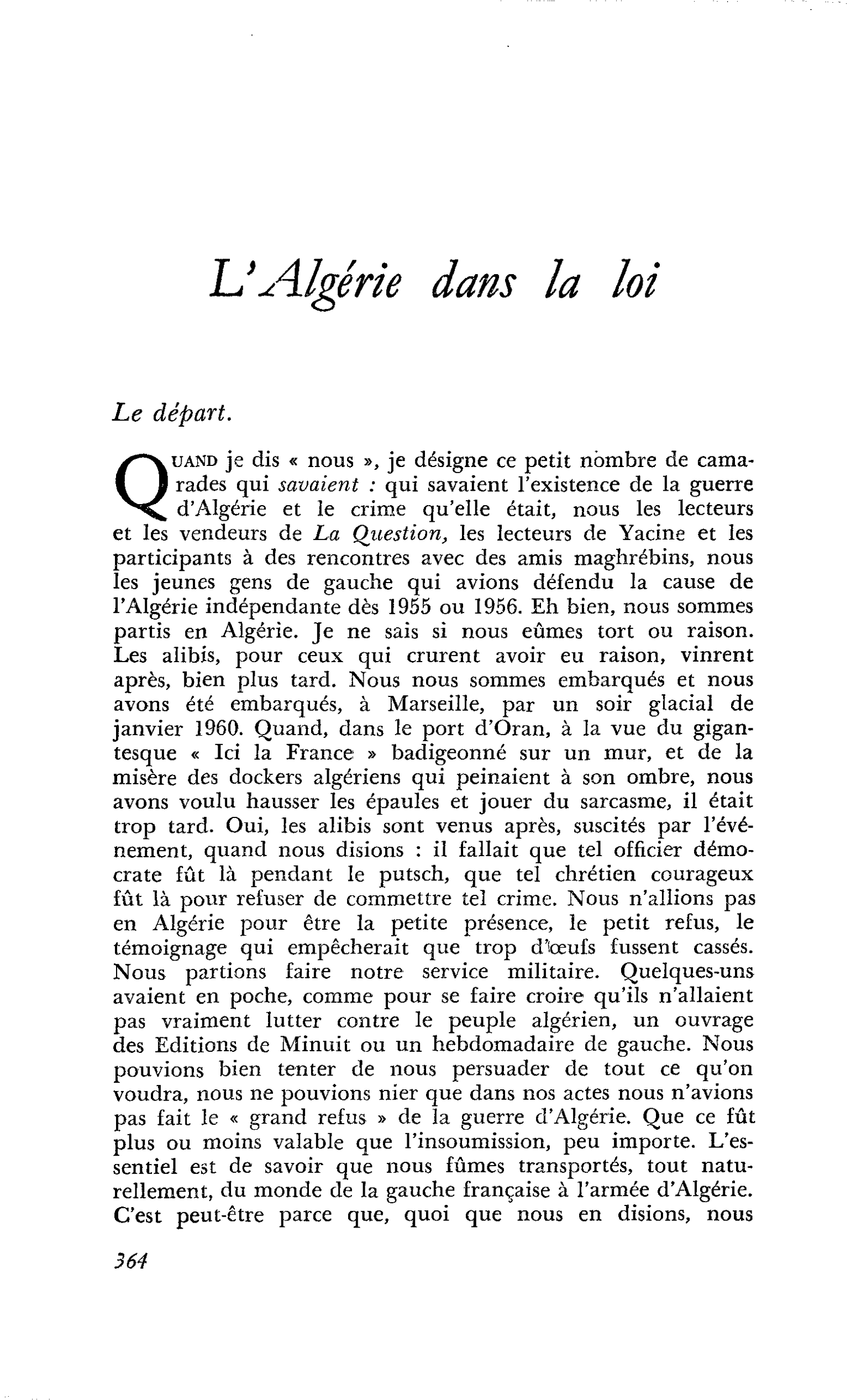 L’Algérie dans la loi