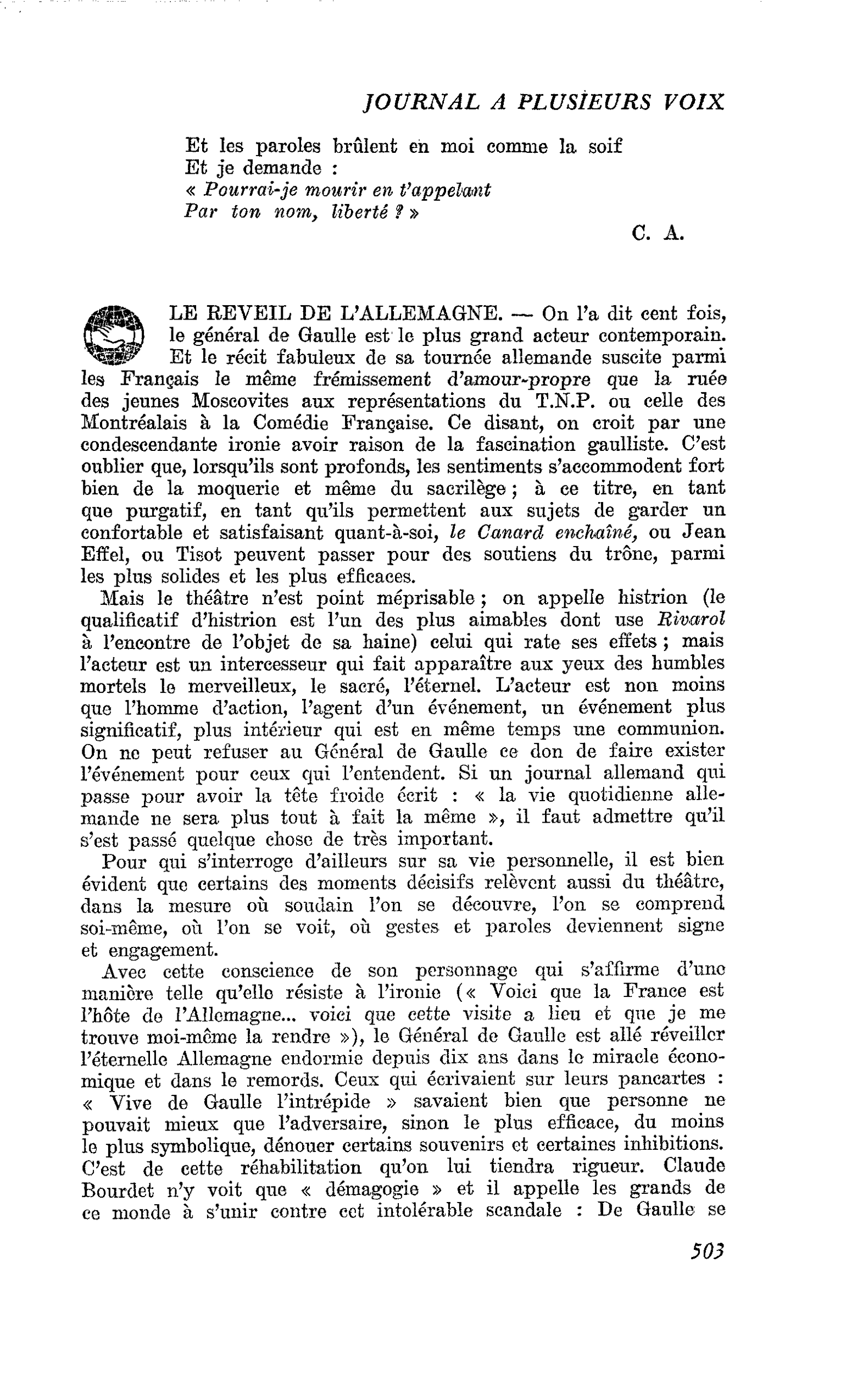 LE REVEIL DE L’ALLEMAGNE