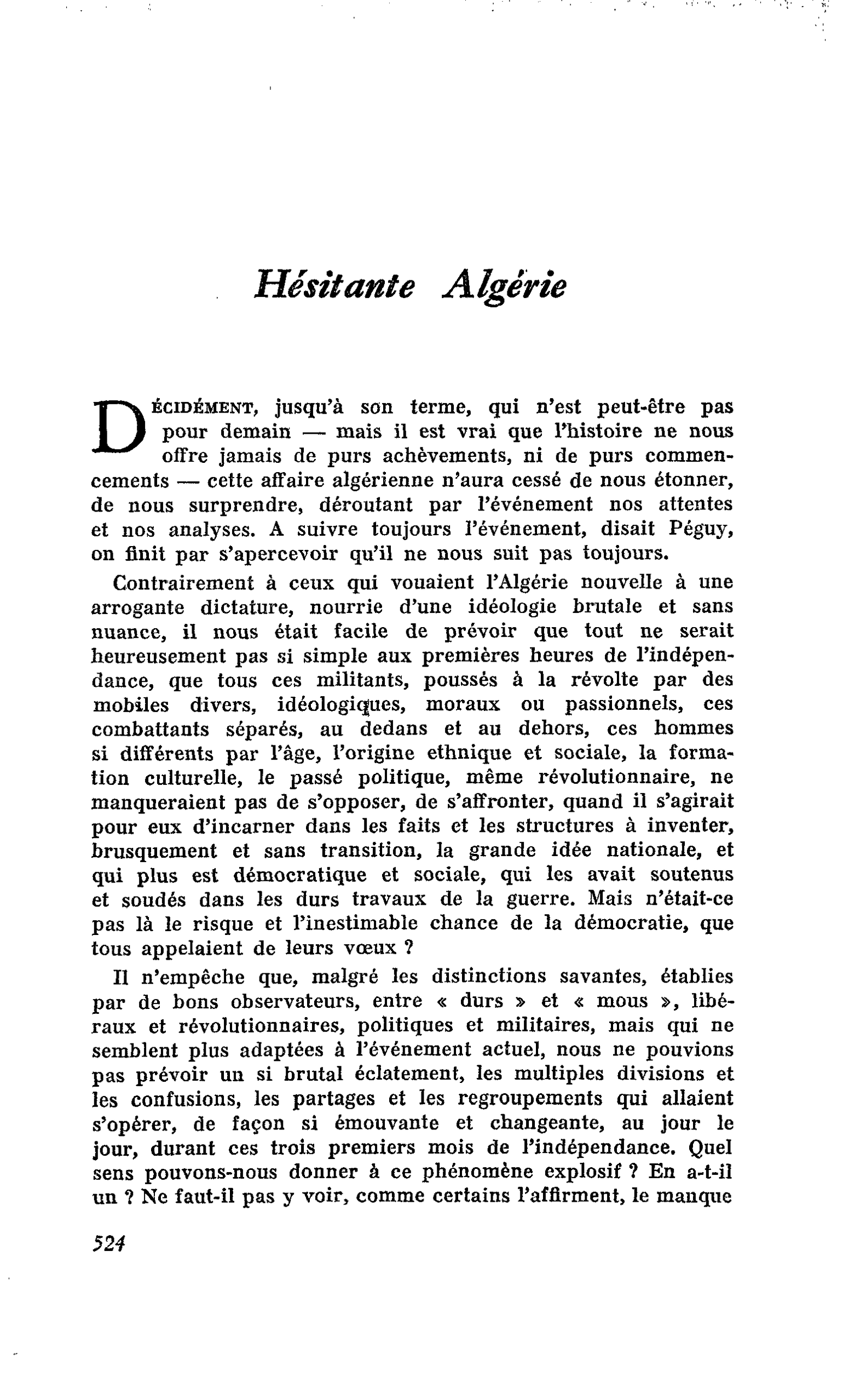 Hésitante Algérie