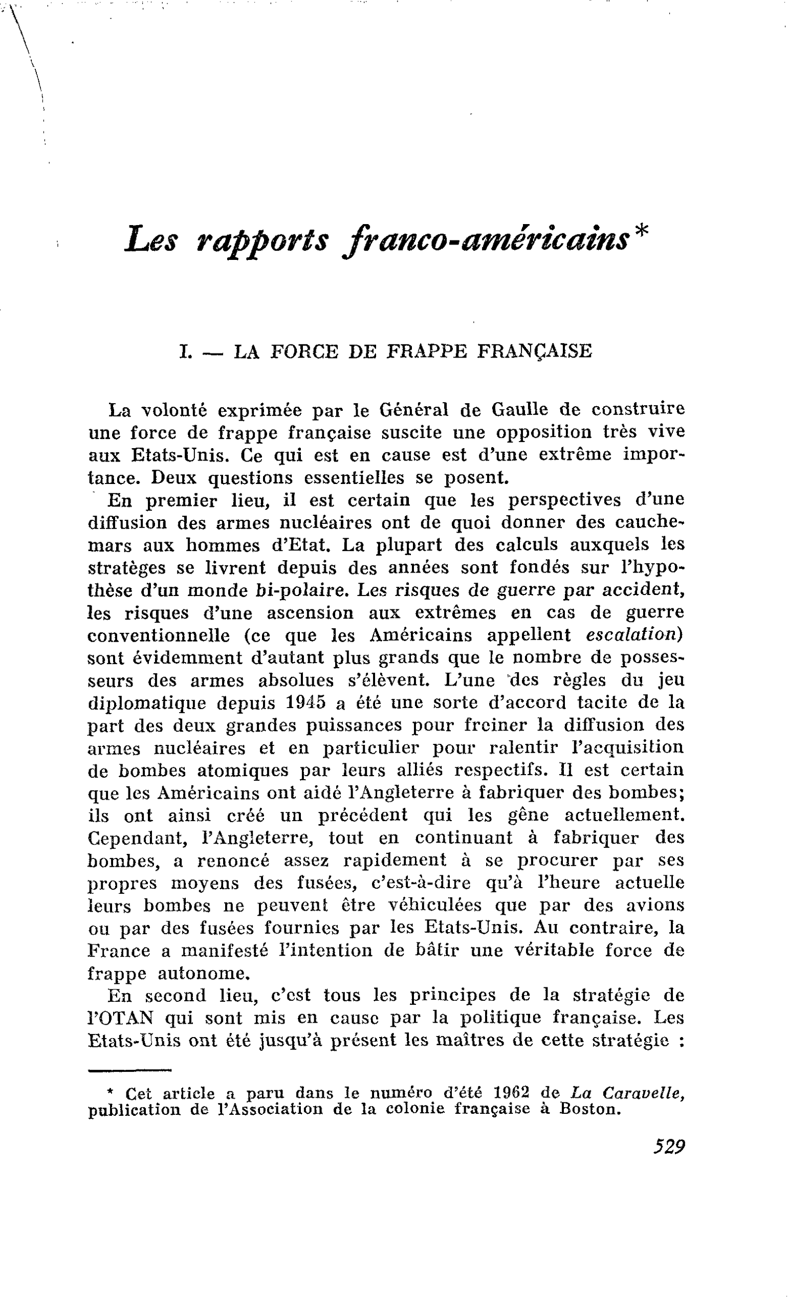 Les rapports franco-américains