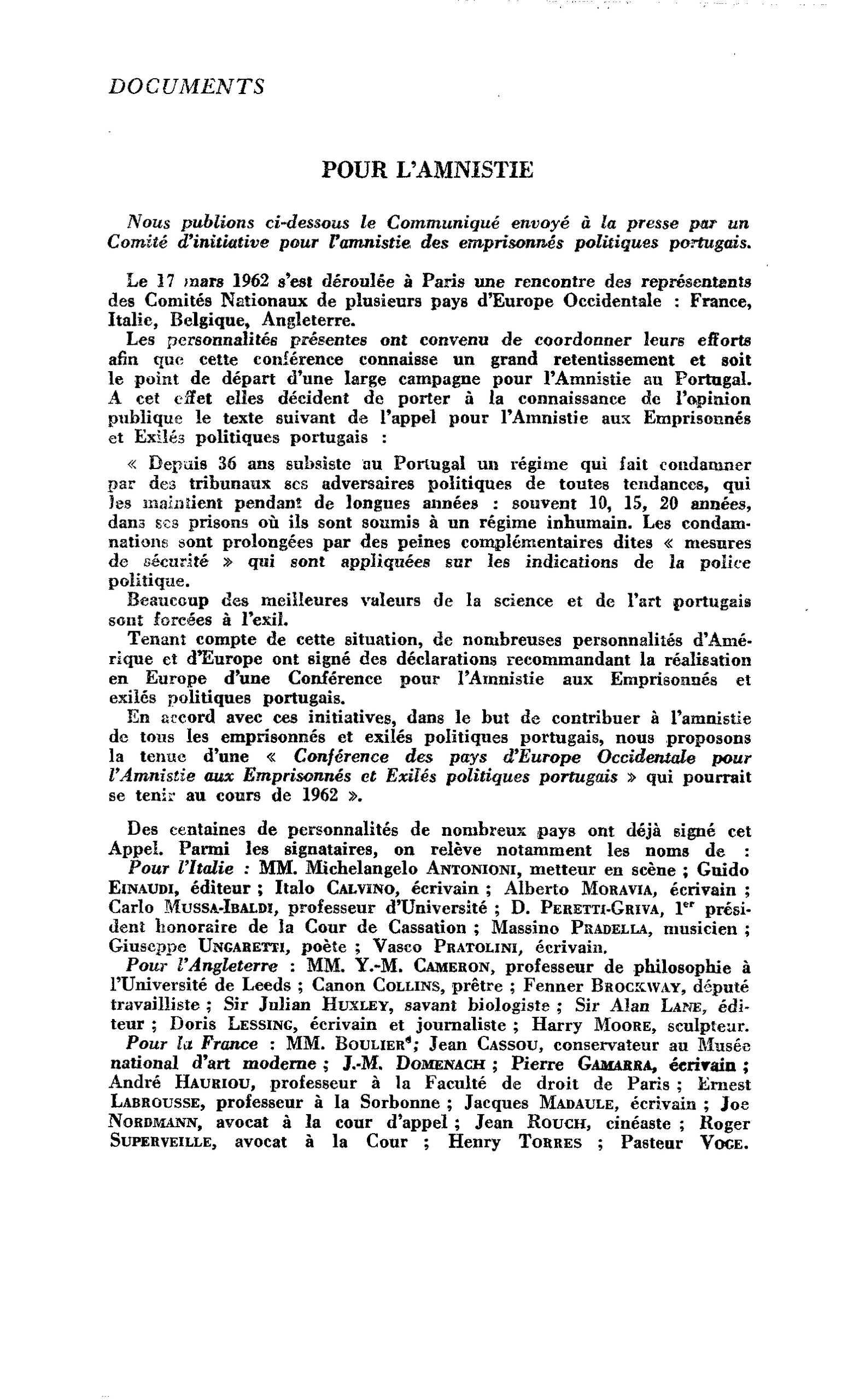 Le Portugal bouge : POUR L’AMNISTIE