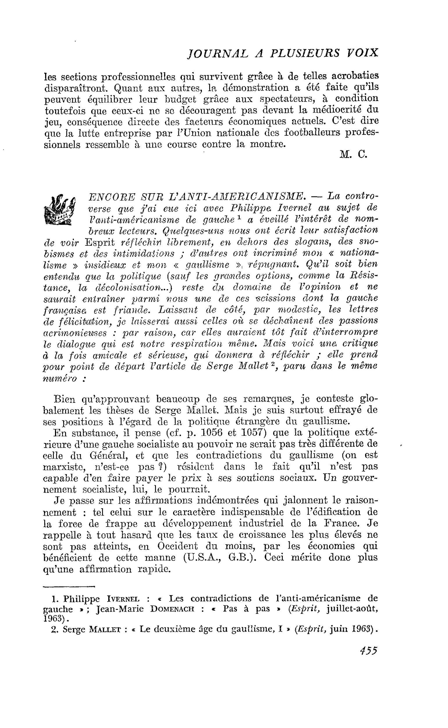 ENCORE SUR L’ANTI-AMERICANISME