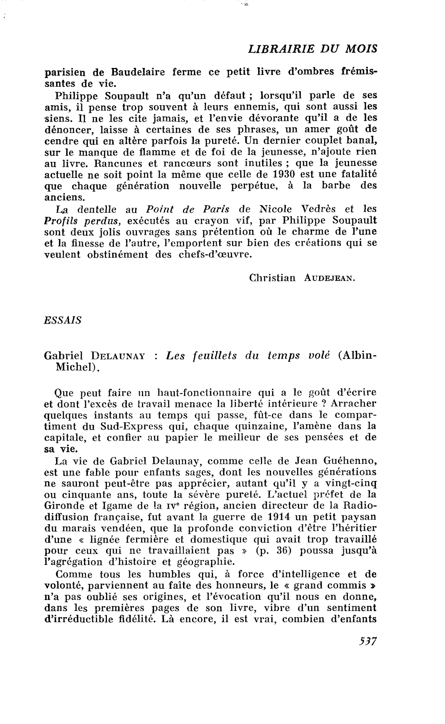 Gabriel Delaunay : Les feuillets du temps volé