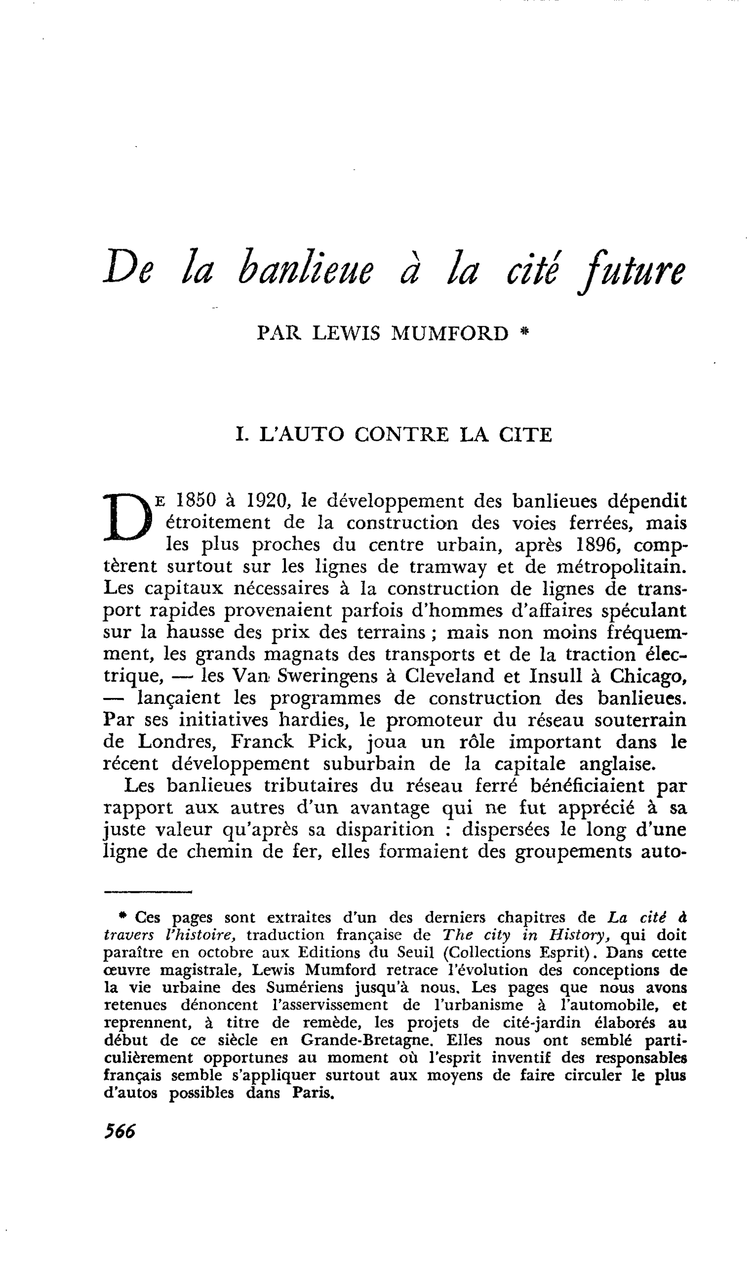 De la banlieue à la cité future
