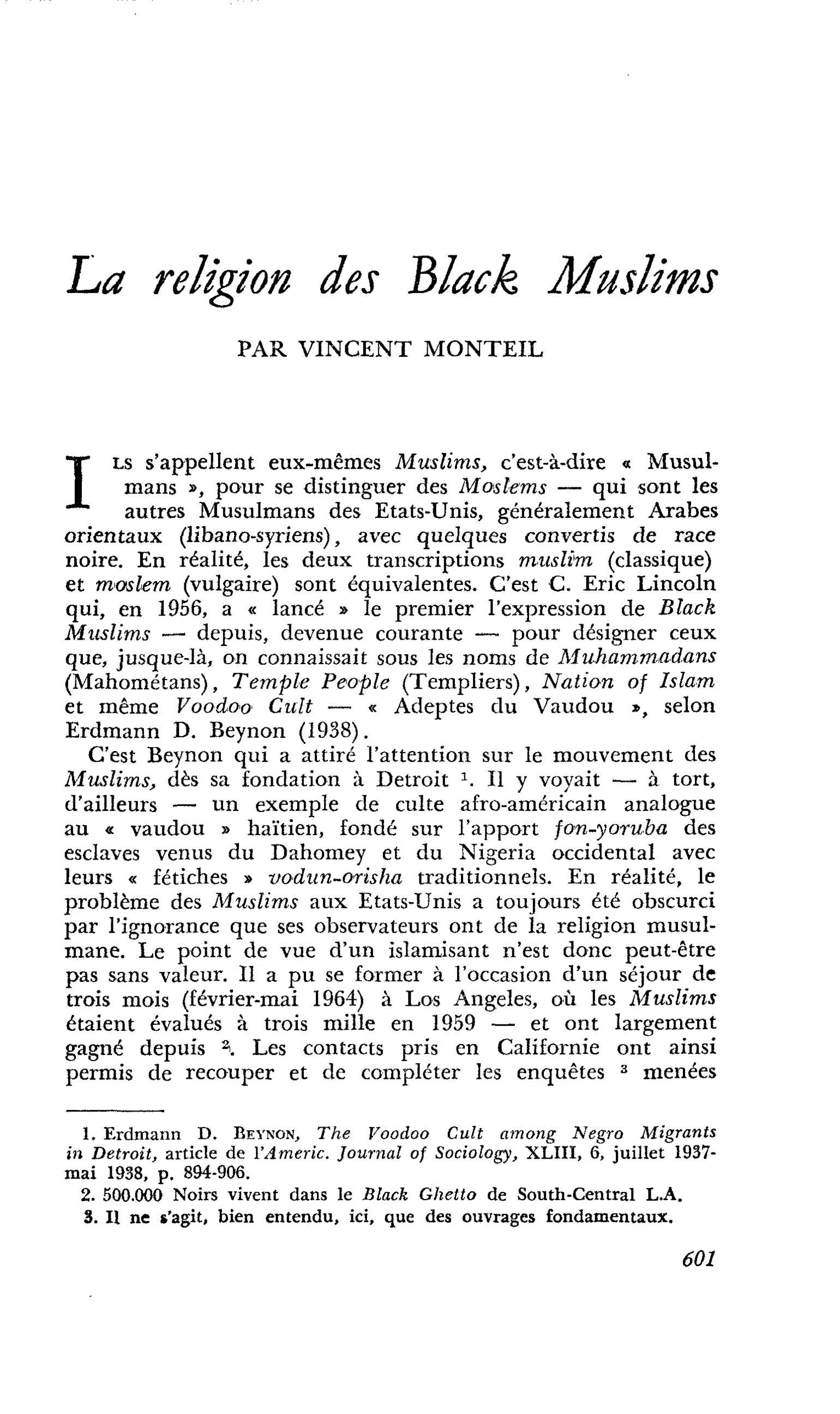 La religion des Black Muslims
