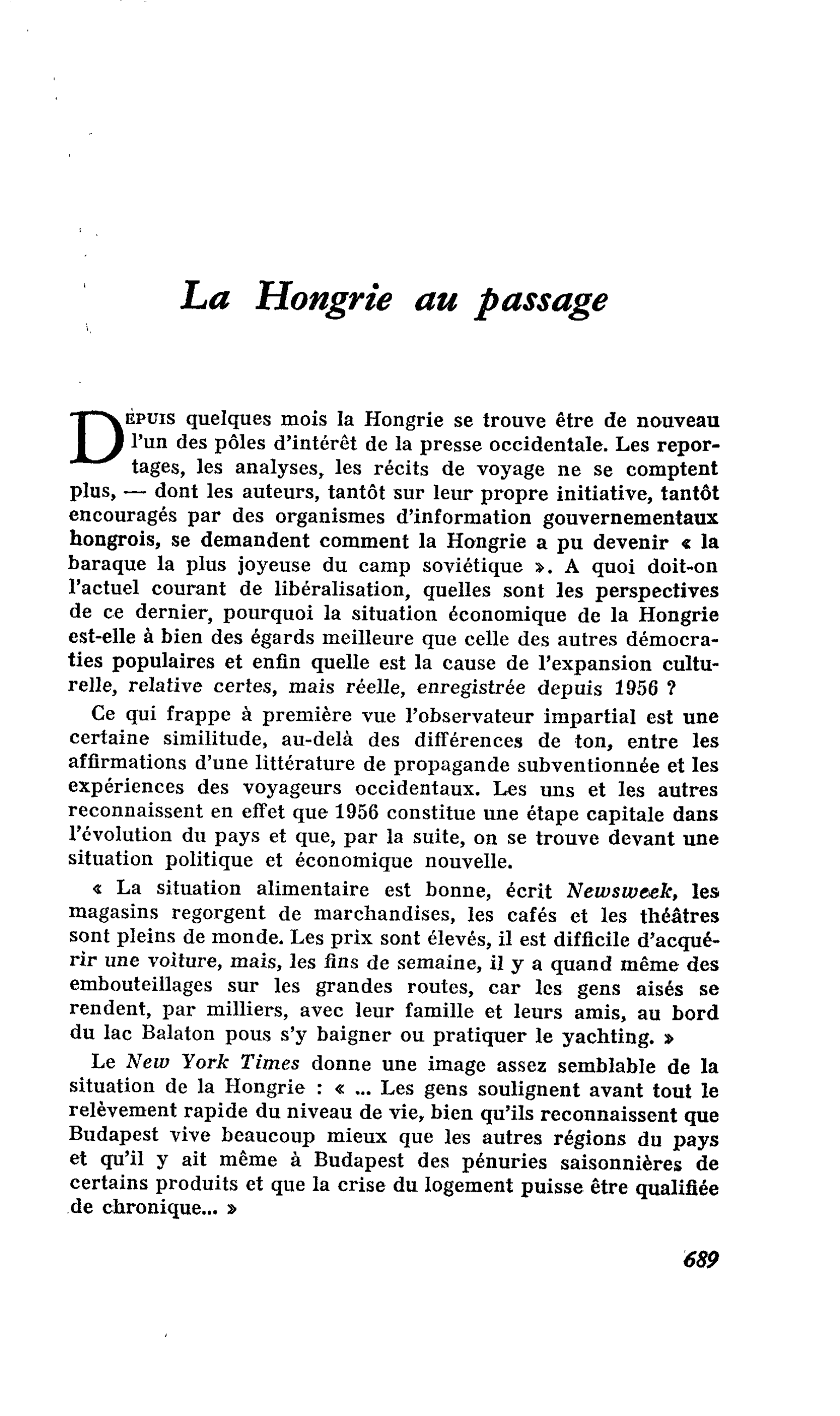 La Hongrie au passage
