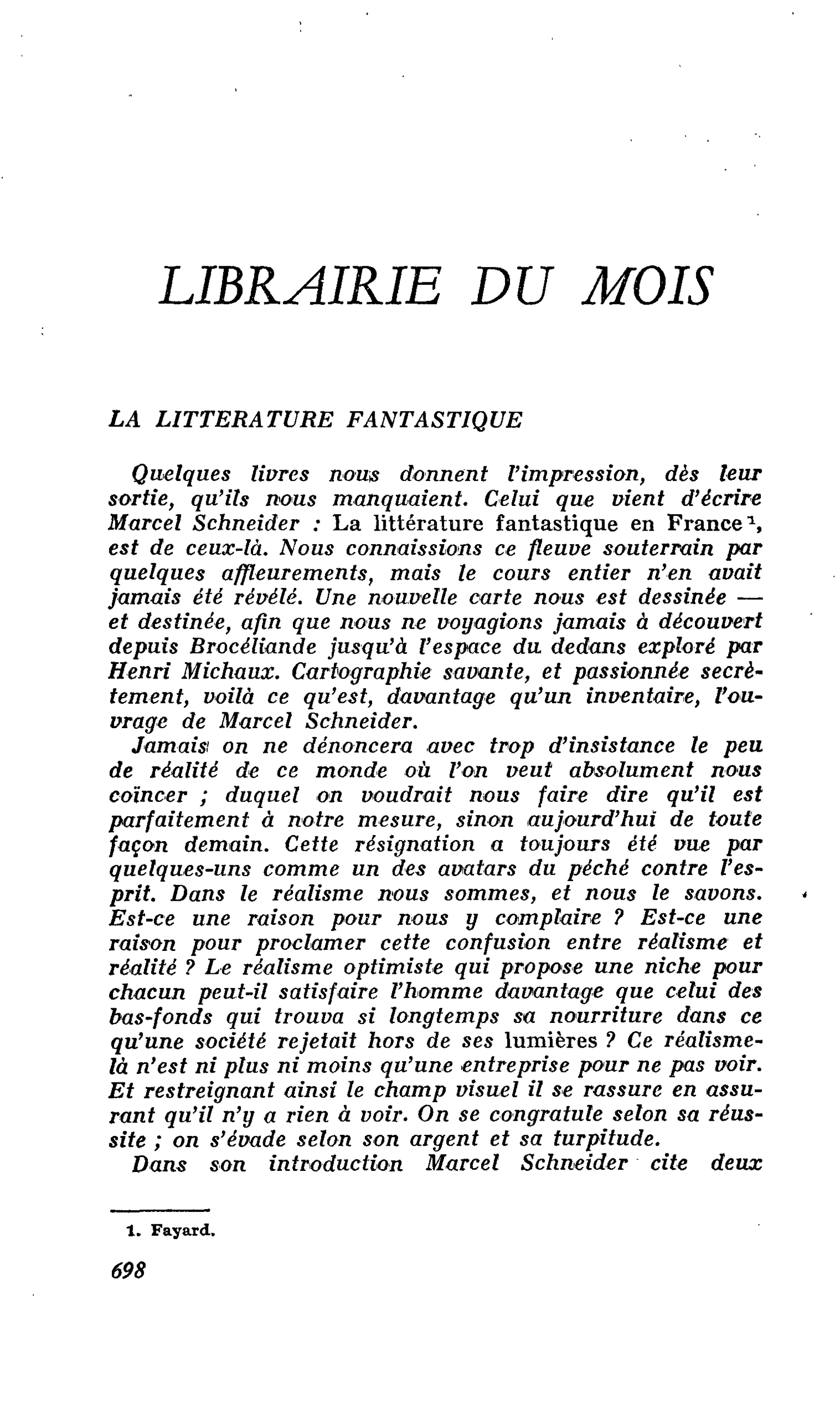 LA LITTERATURE FANTASTIQUE