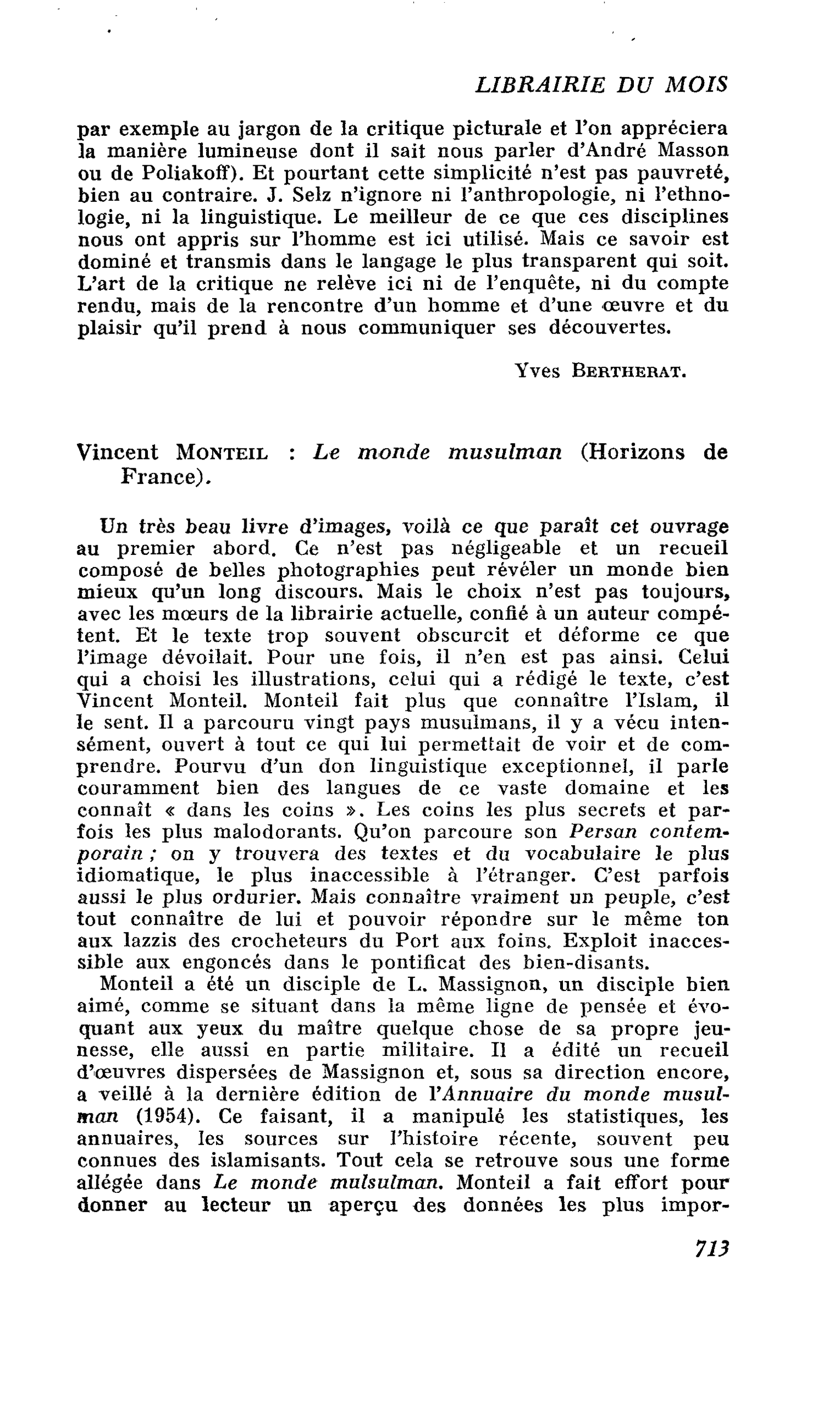 Vincent Monteil : Le monde musulman