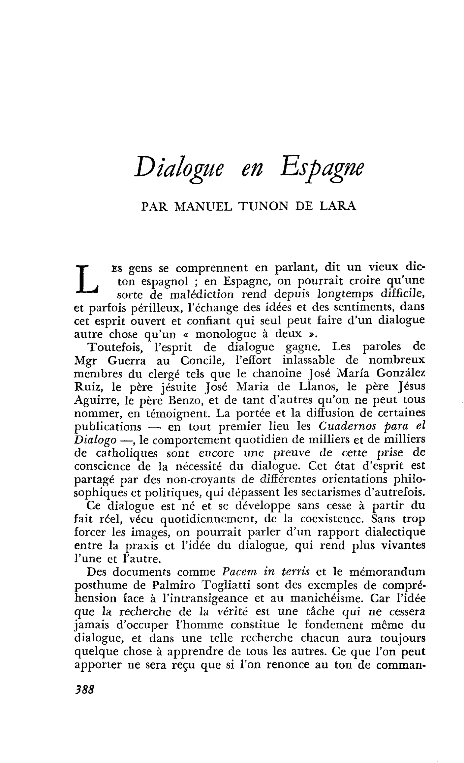 Dialogue en Espagne