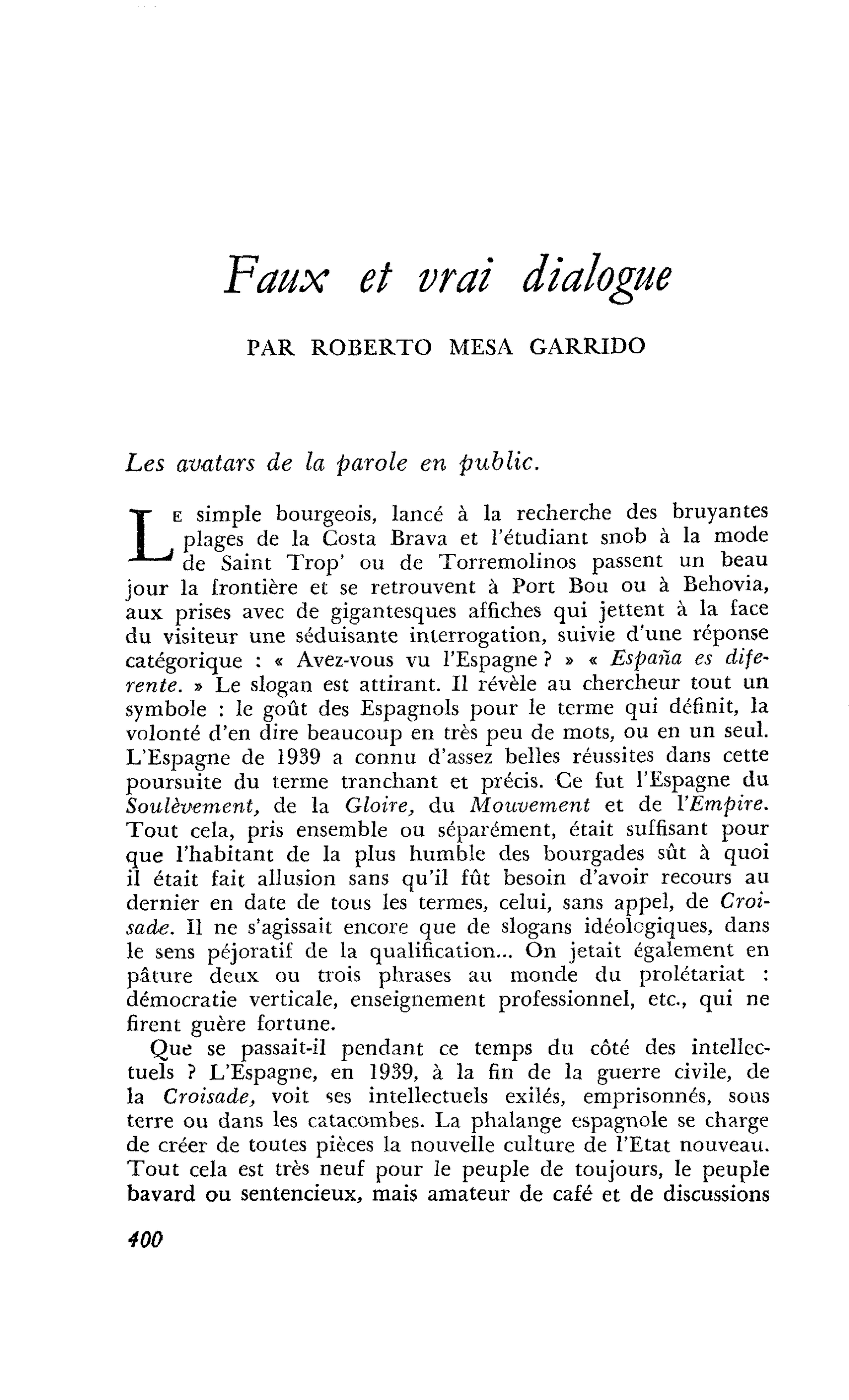 Faux et vrai dialogue