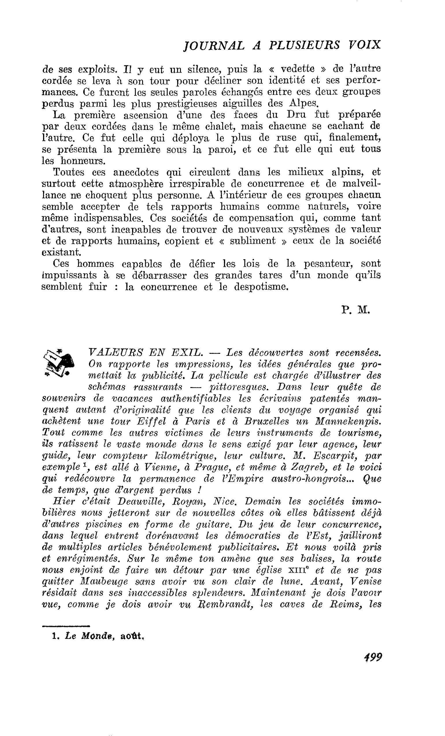VALEURS EN EXIL