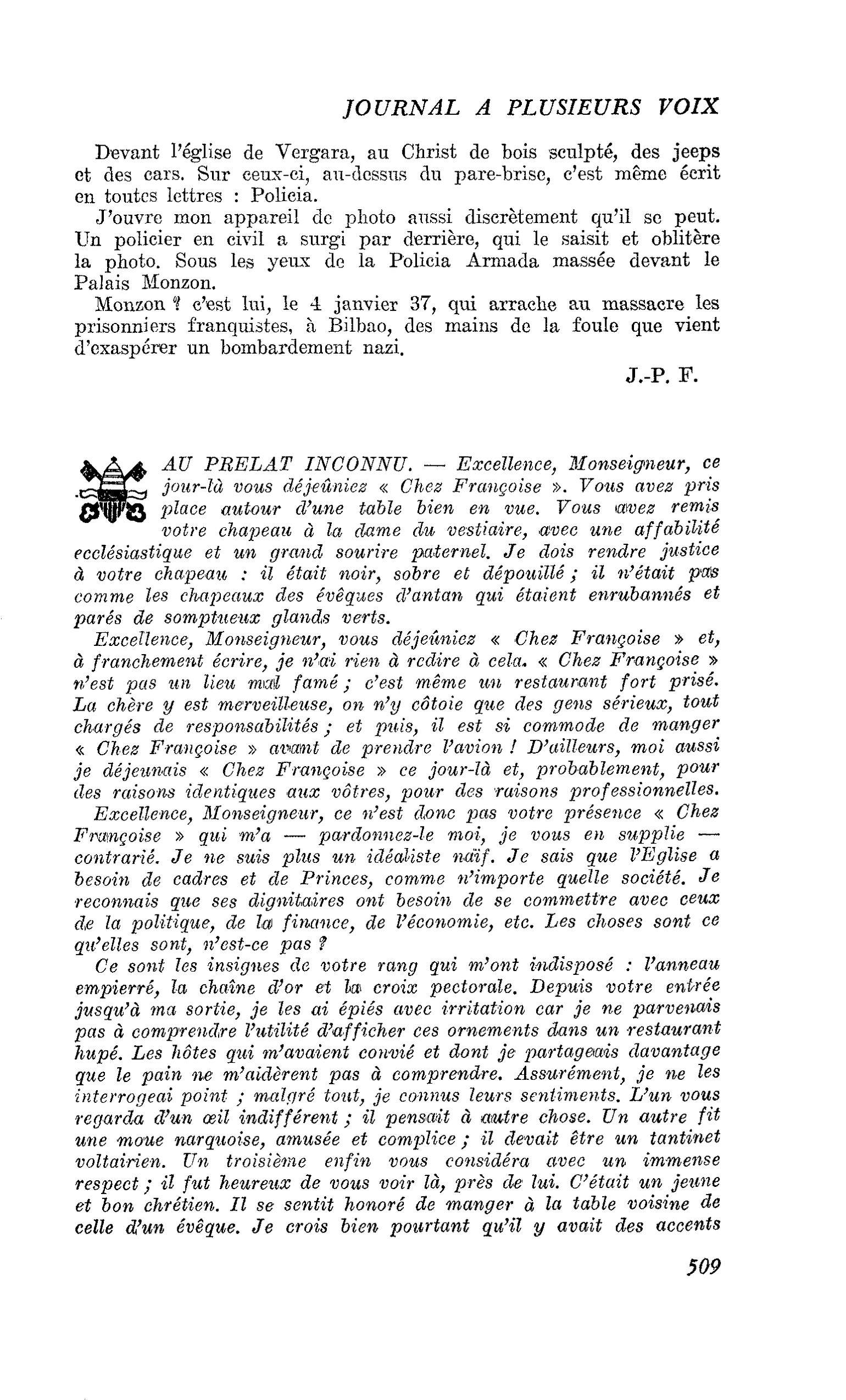 AU PRELAT INCONNU