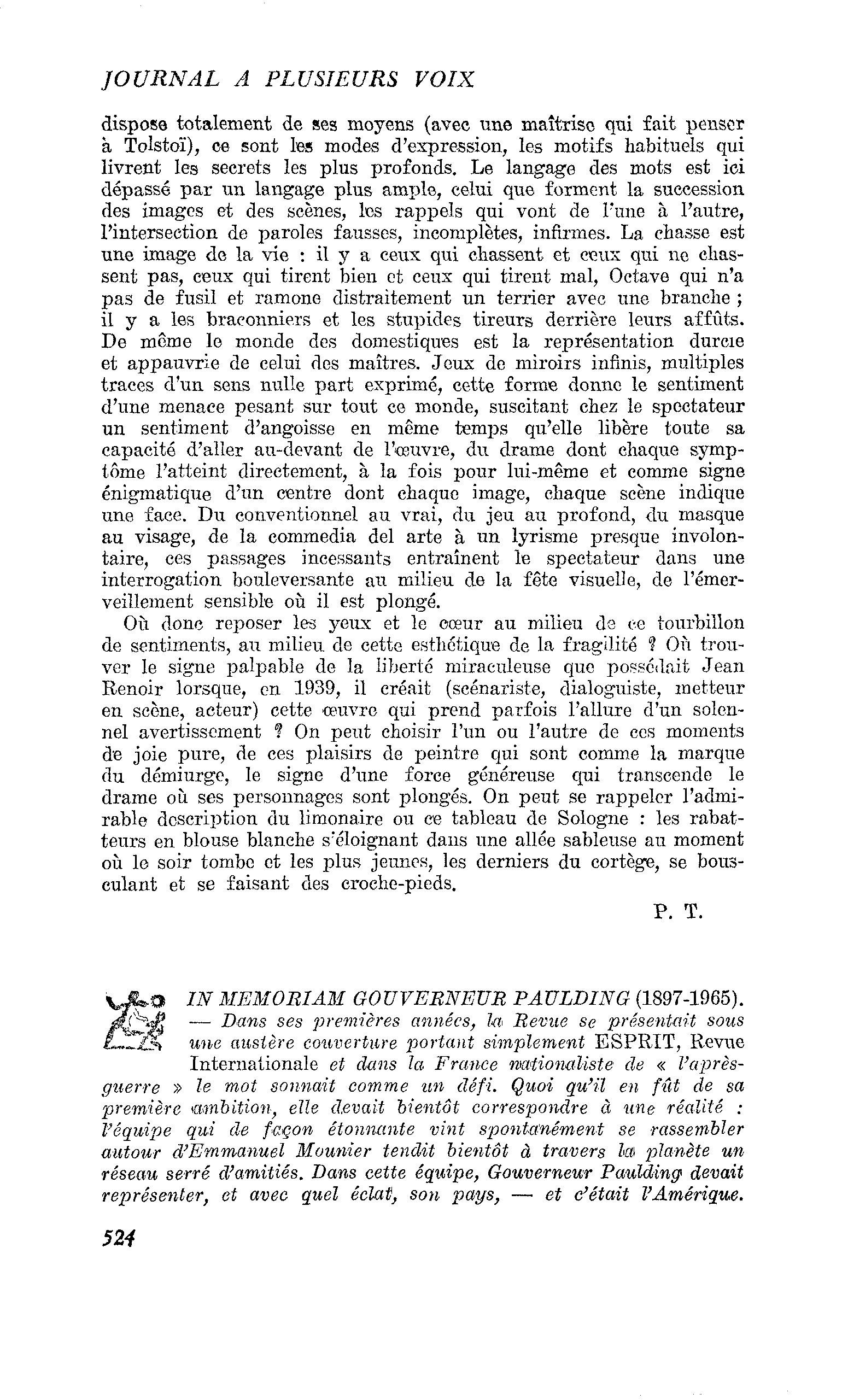 IN MEMORIAM GOUVERNEUR PAULDING (1897-1965)