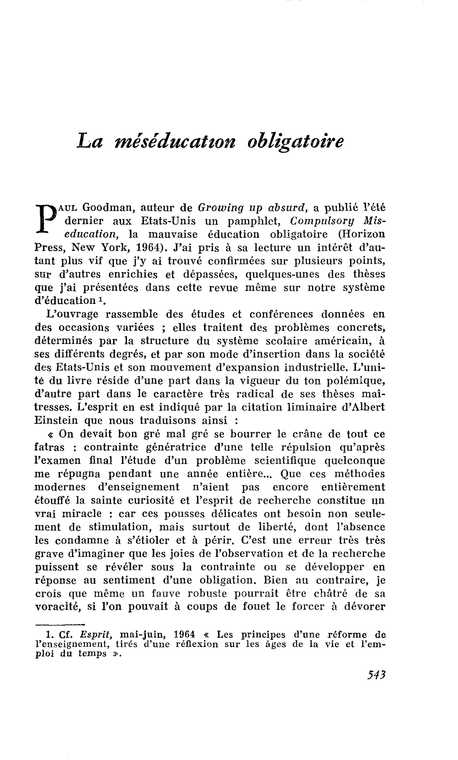 La méséducation obligatoire