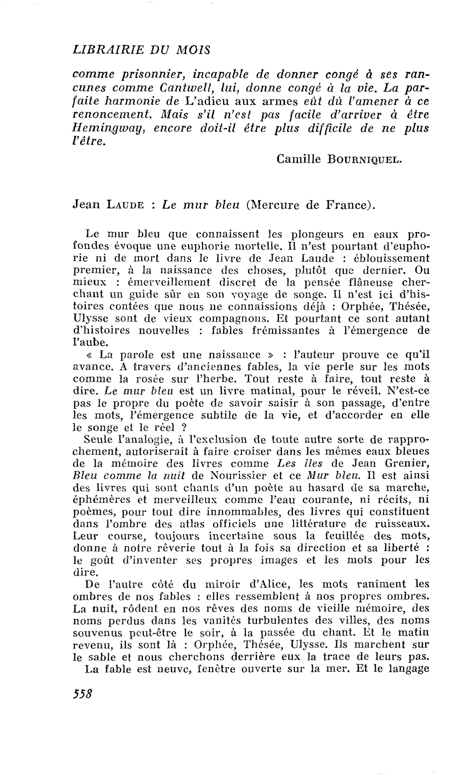 Jean Laude : Le mur bleu
