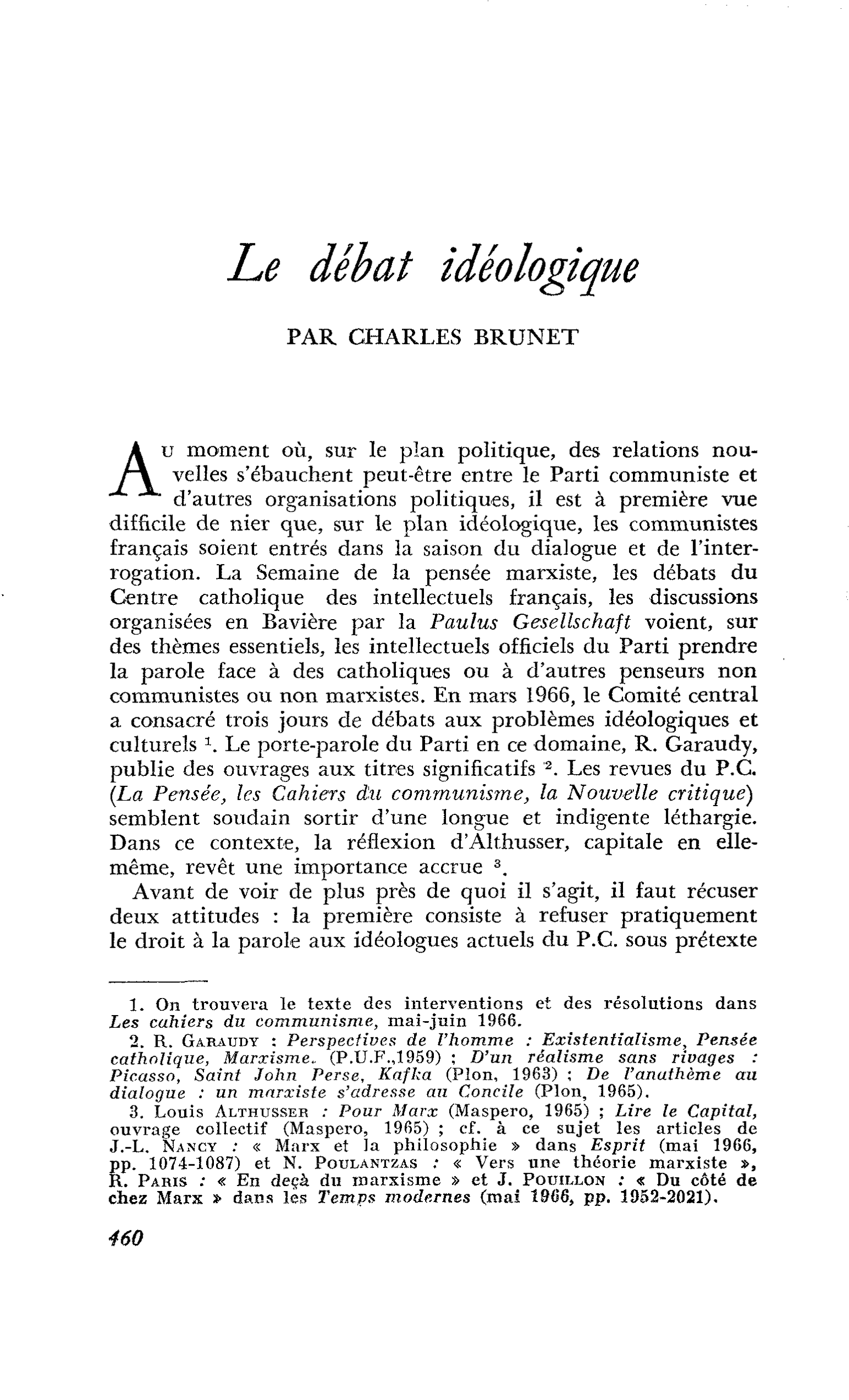 Le débat idéologique