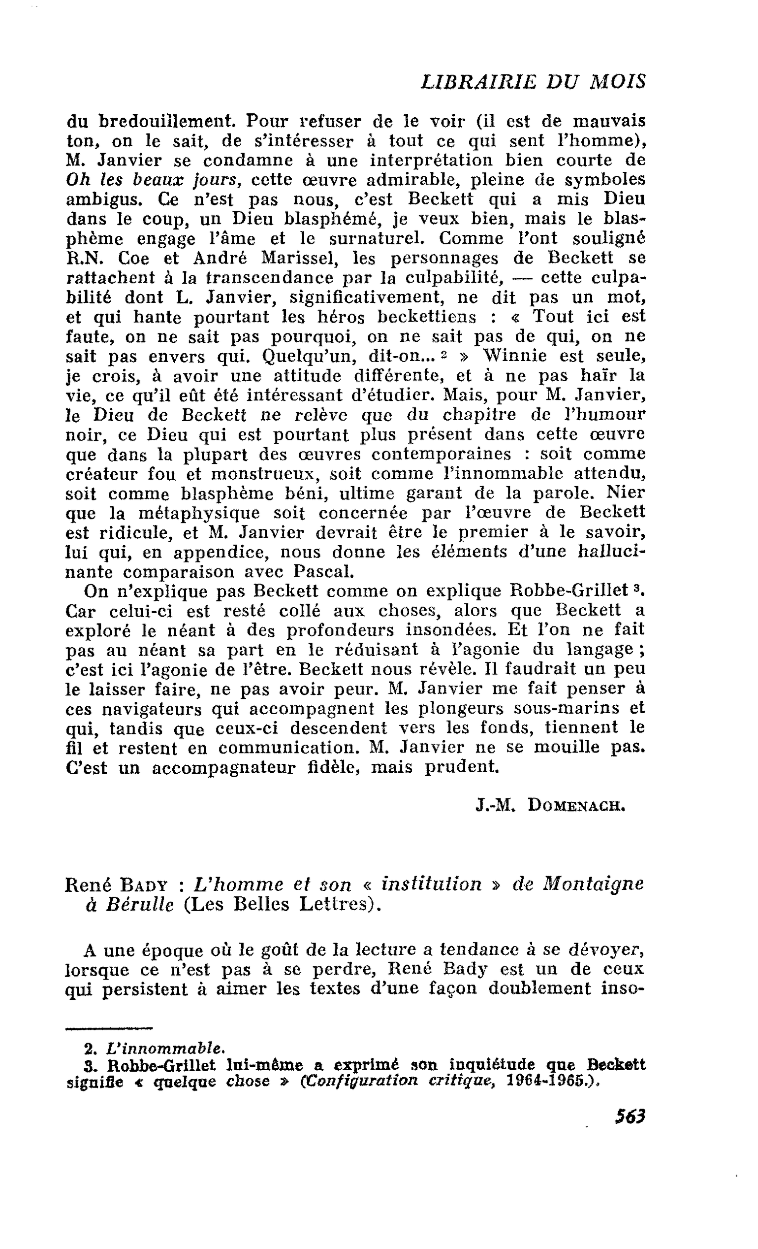 René Bady : L’homme et son « institution » de Montaigne à Bérulle