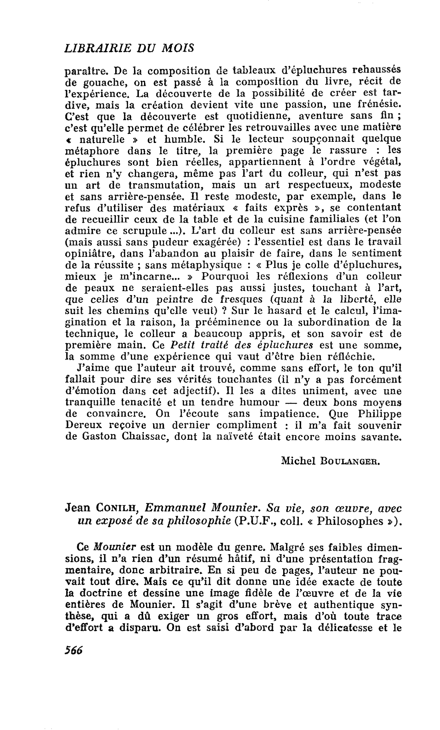 Jean Conilh, Emmanuel Mounier. Sa vie, son oeuvre, avec un exposé de sa philosophie