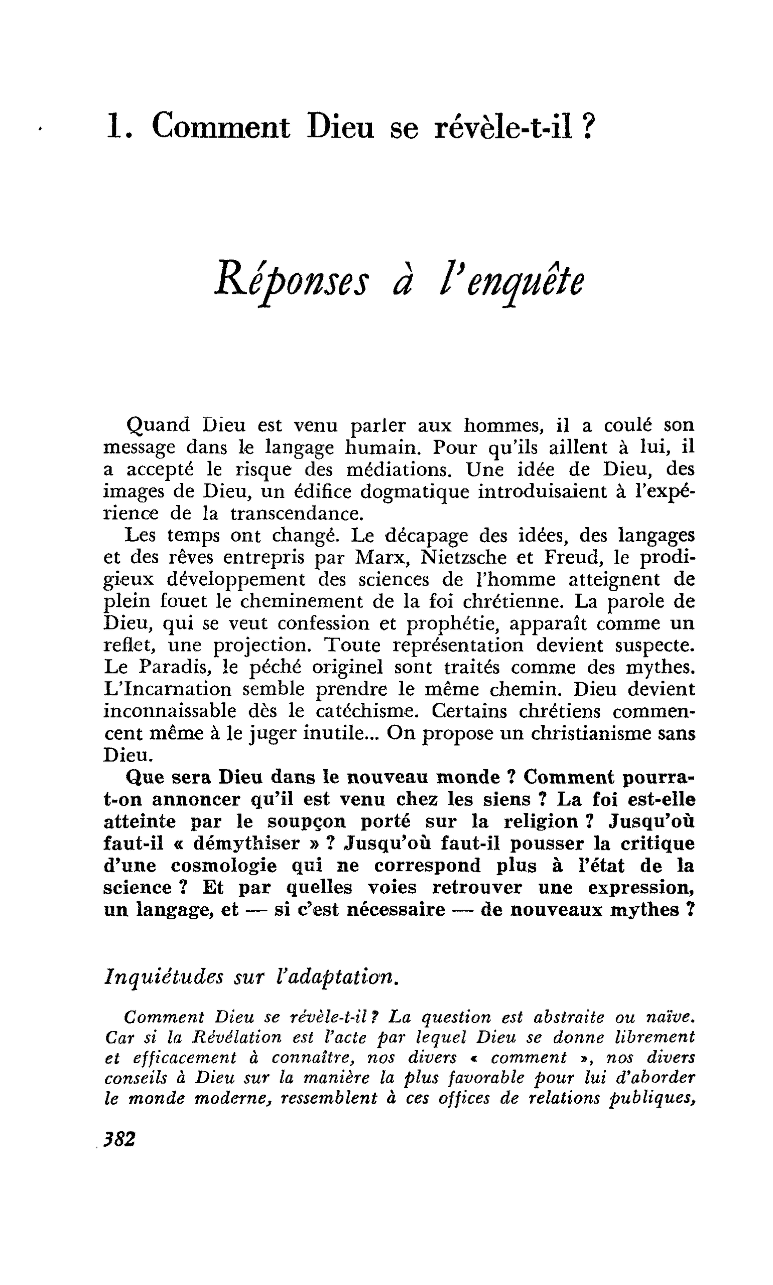 Réponses à l’enquête