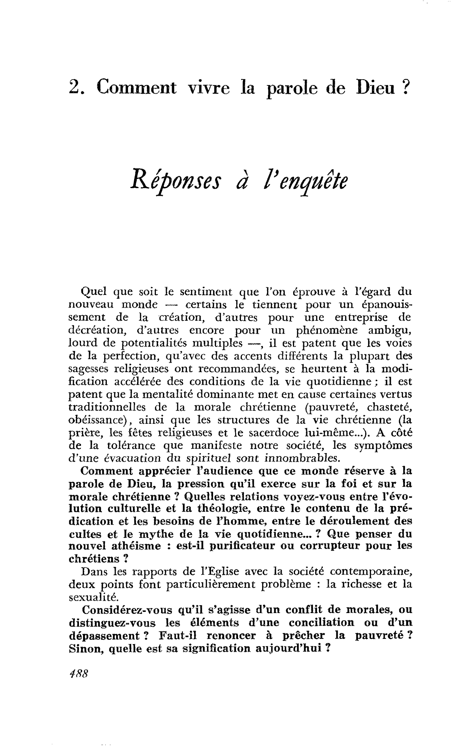 Réponses à l’enquête