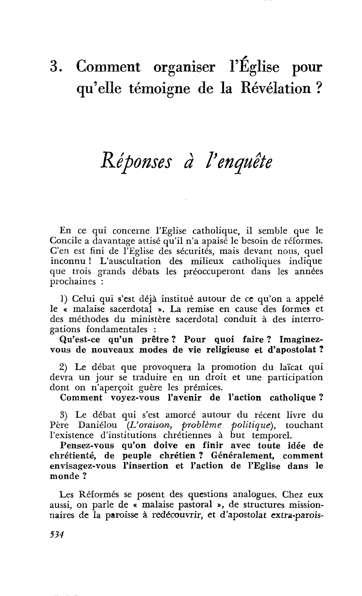 Réponses à l’enquête
