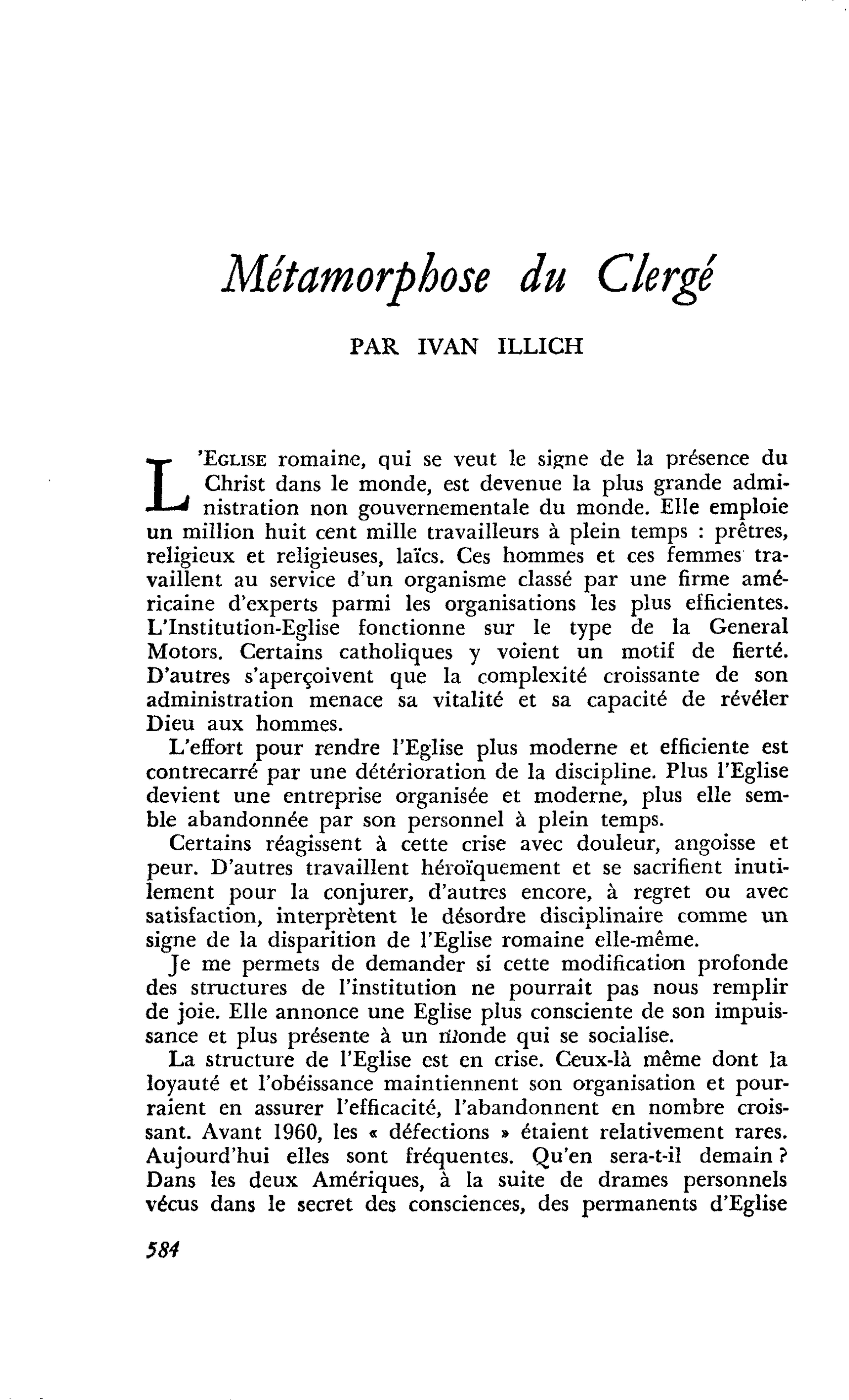 Métamorphose du Clergé