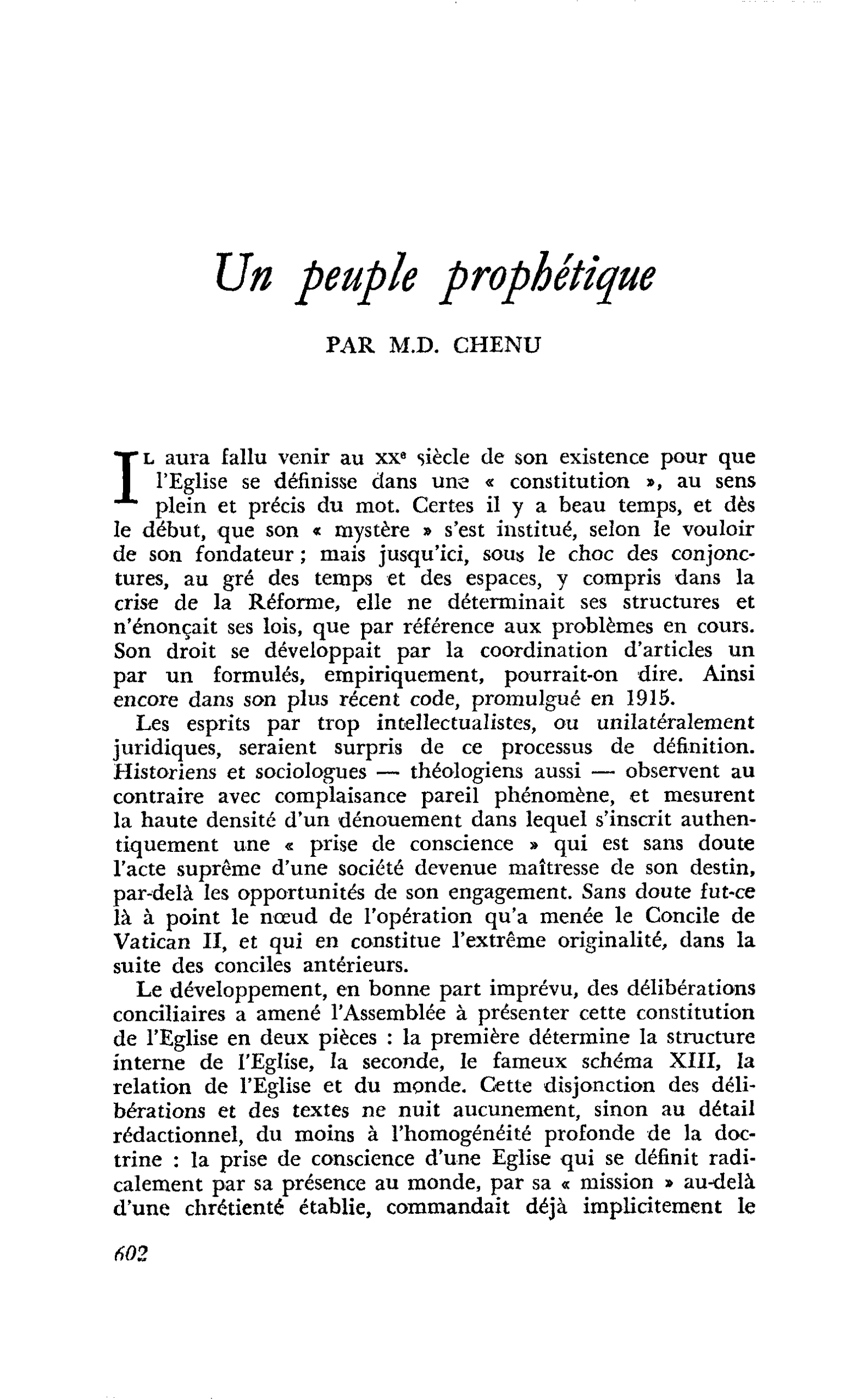 Un peuple prophétique