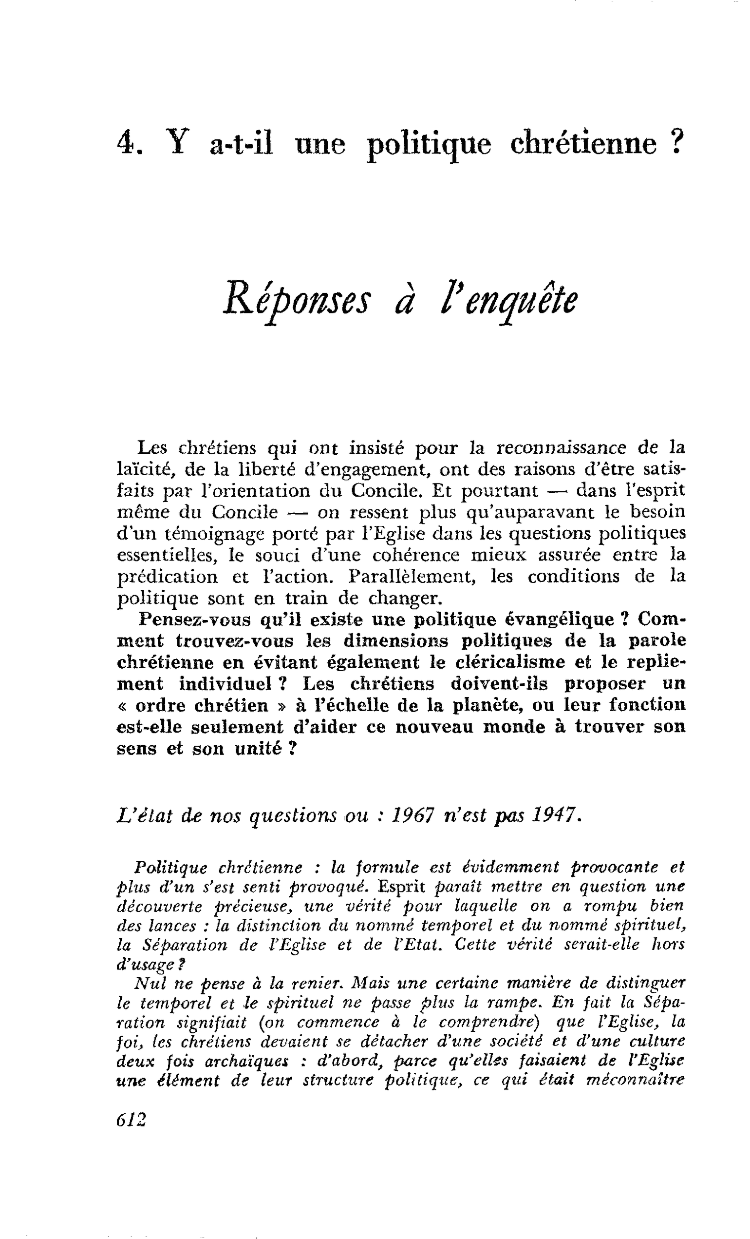 Réponses à l’enquête
