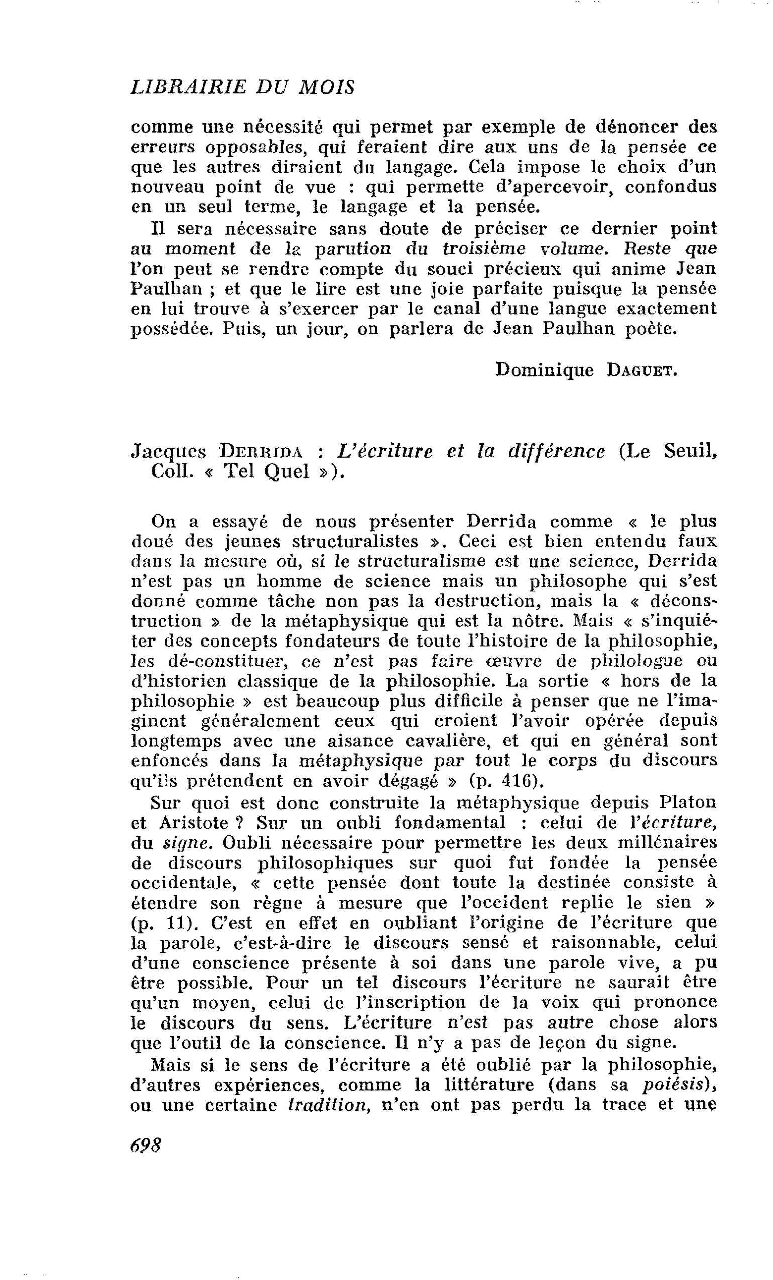 Jacques Derrida : L’écriture et la différence