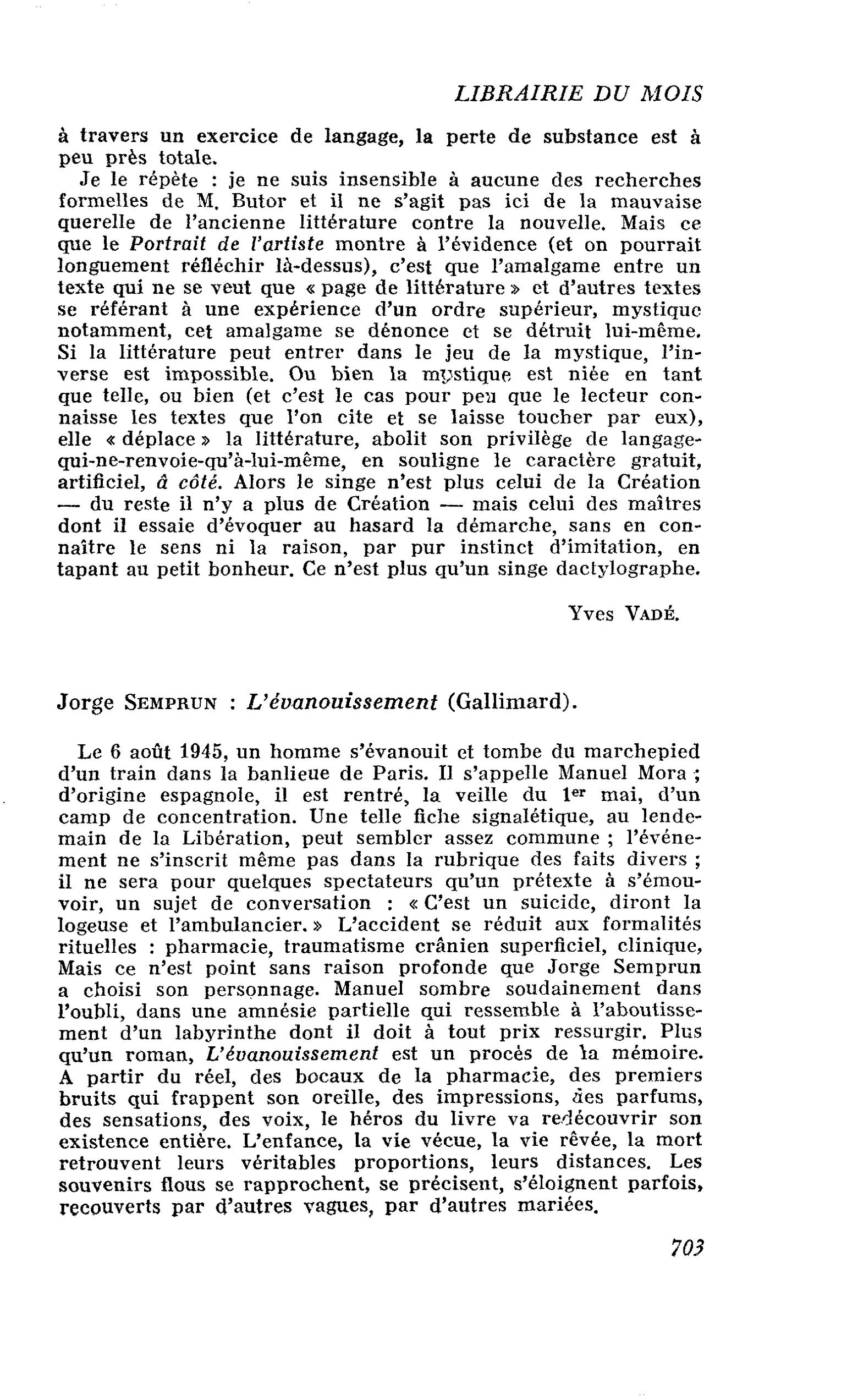 Jorge Semprun : L’évanouissement