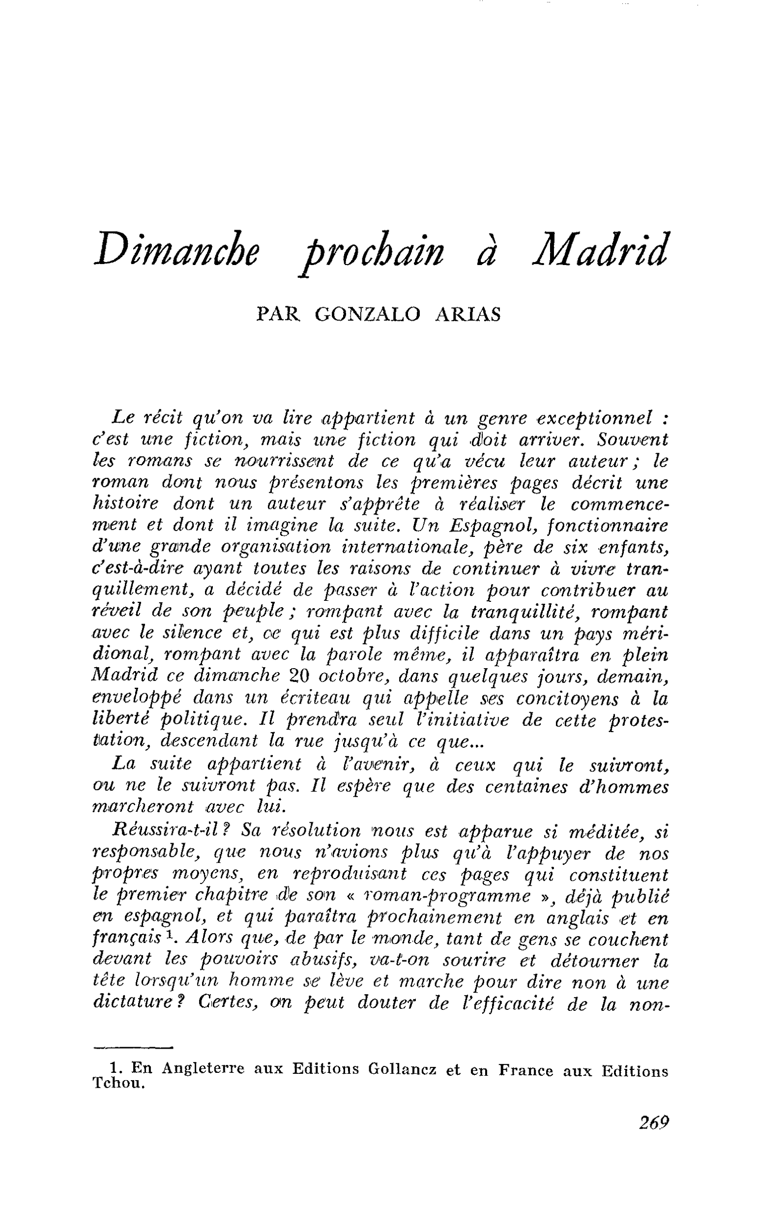 Dimanche prochain a Madrid