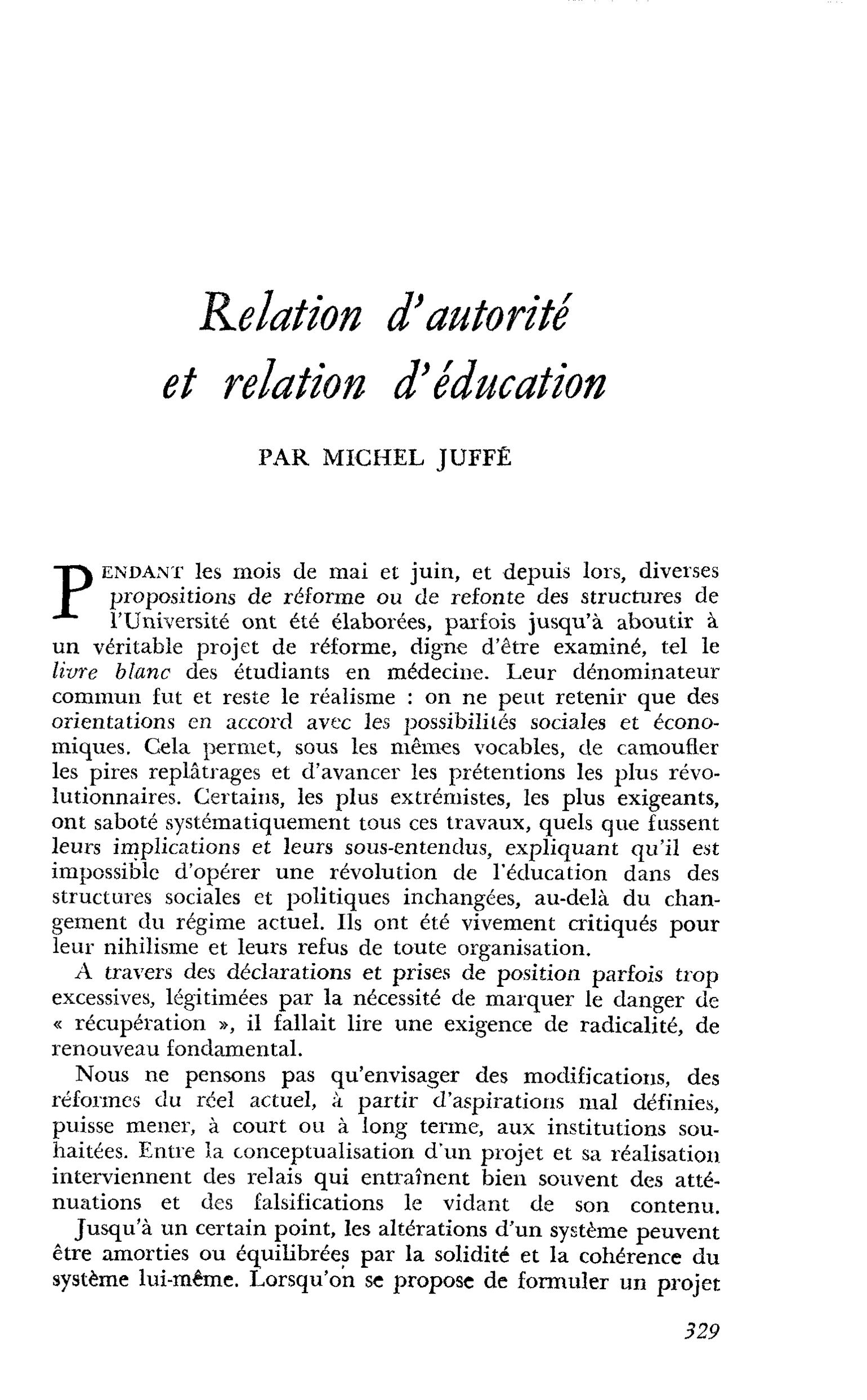Relation d’autorité et relation d’éducation