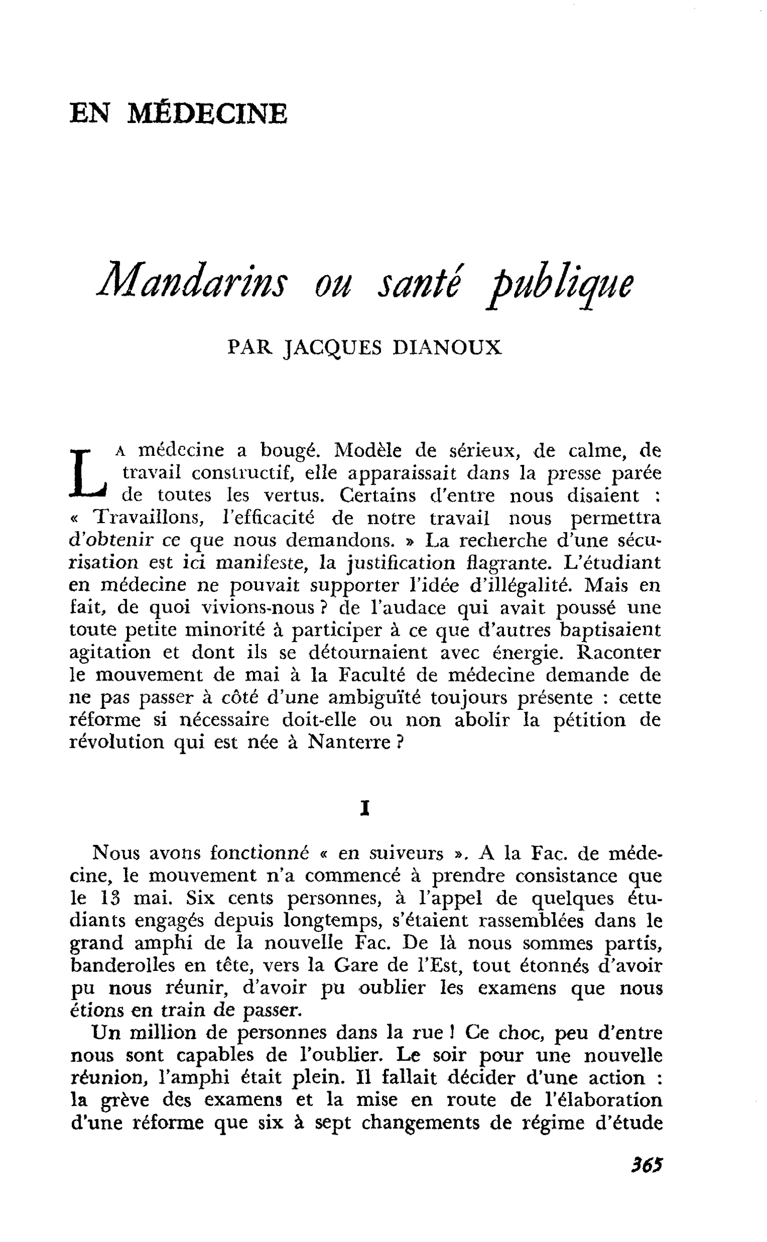 Mandarins ou santé publique