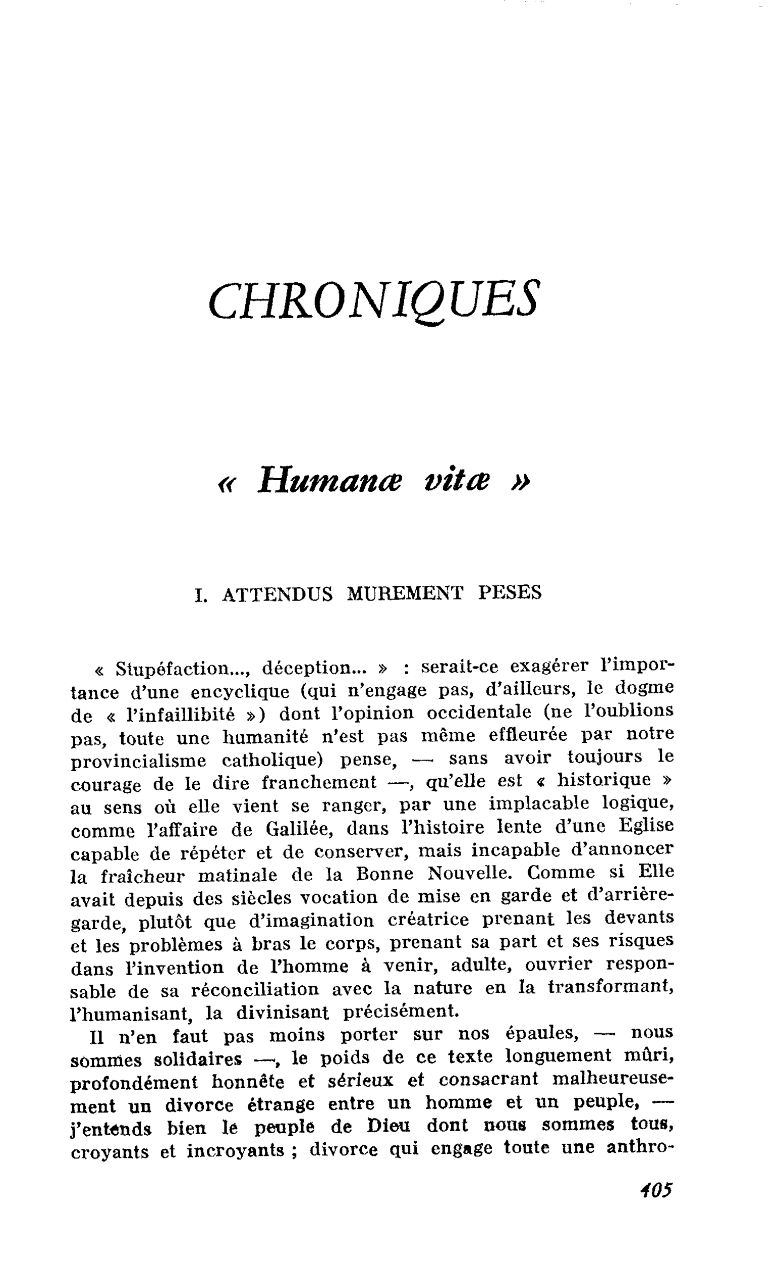 « Humanoe vitae »