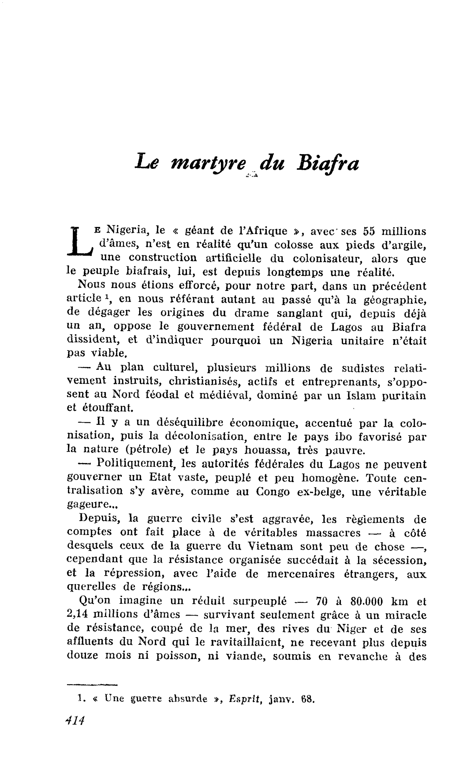 Le martyre du Biafra