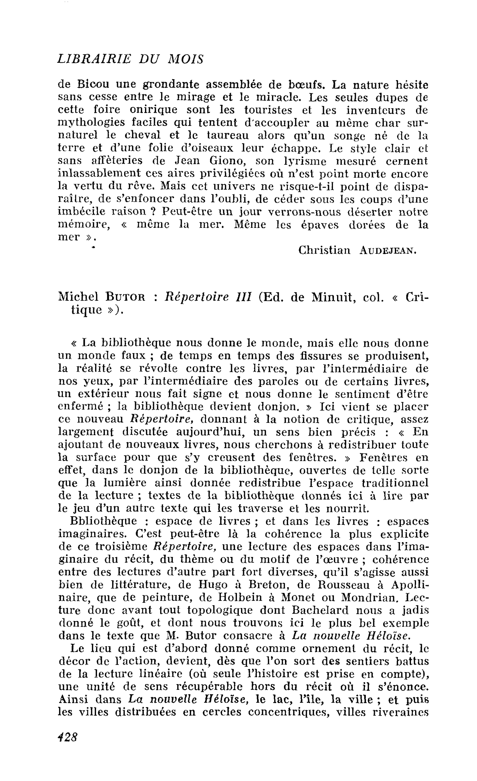 Michel Butor : Répertoire III