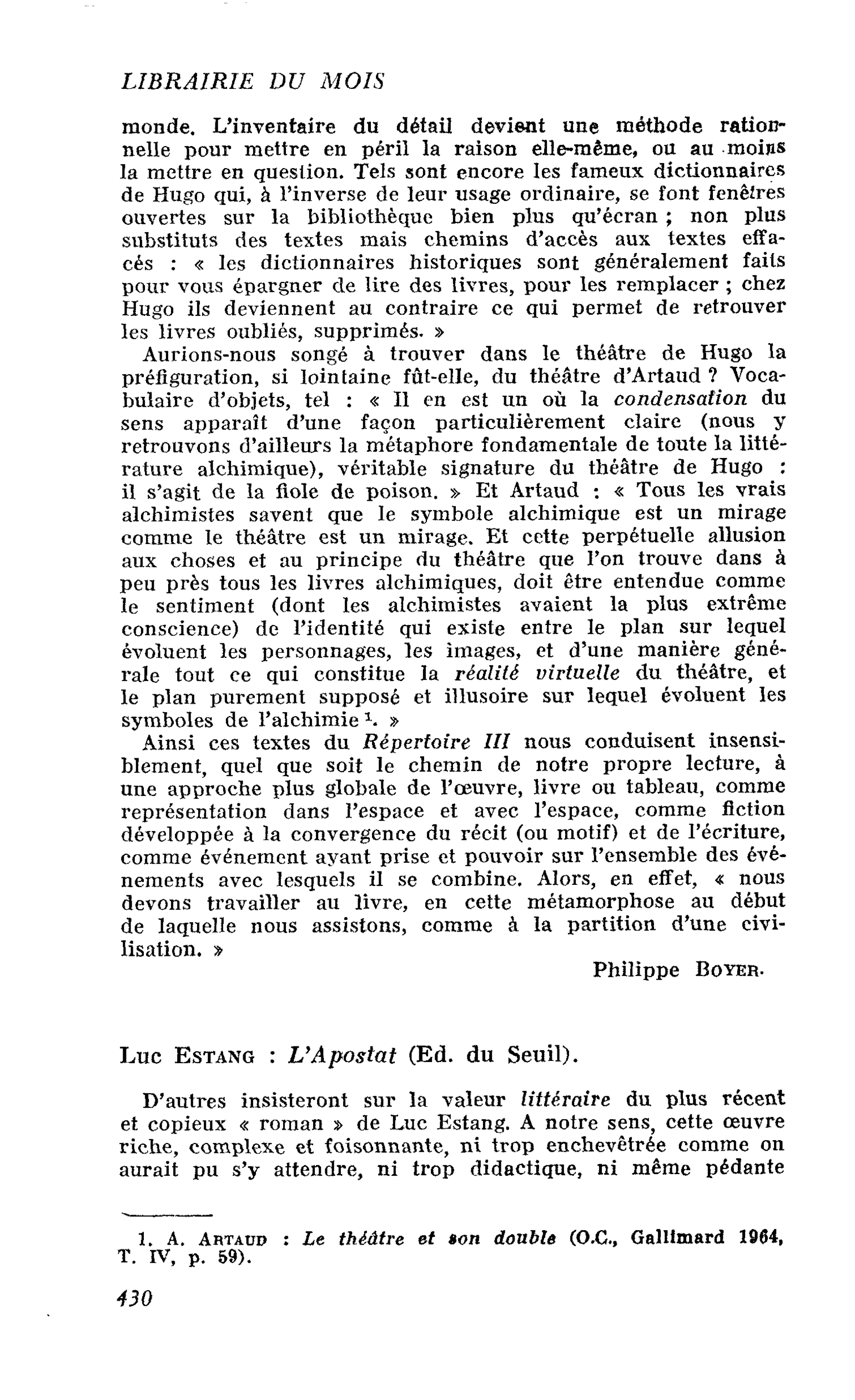 Luc Estang : L’Apostat
