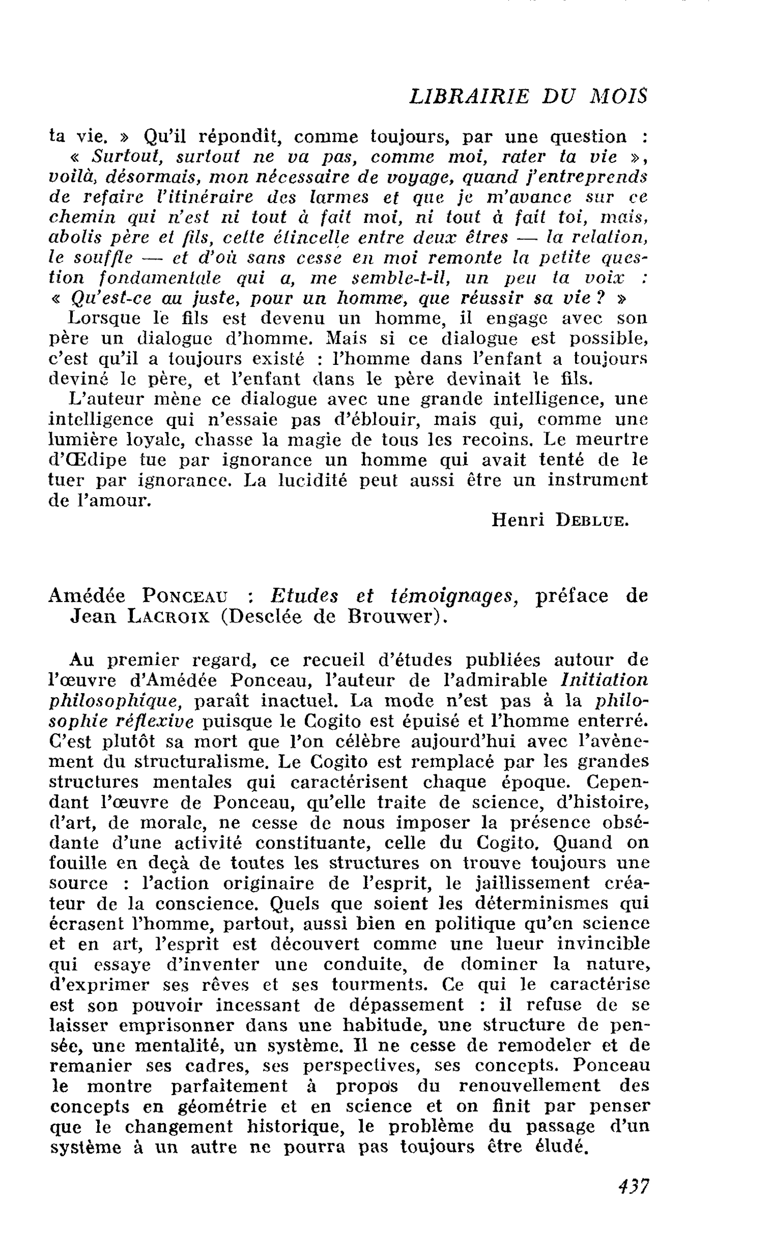 Amédée Ponceau : Etudes et témoignages