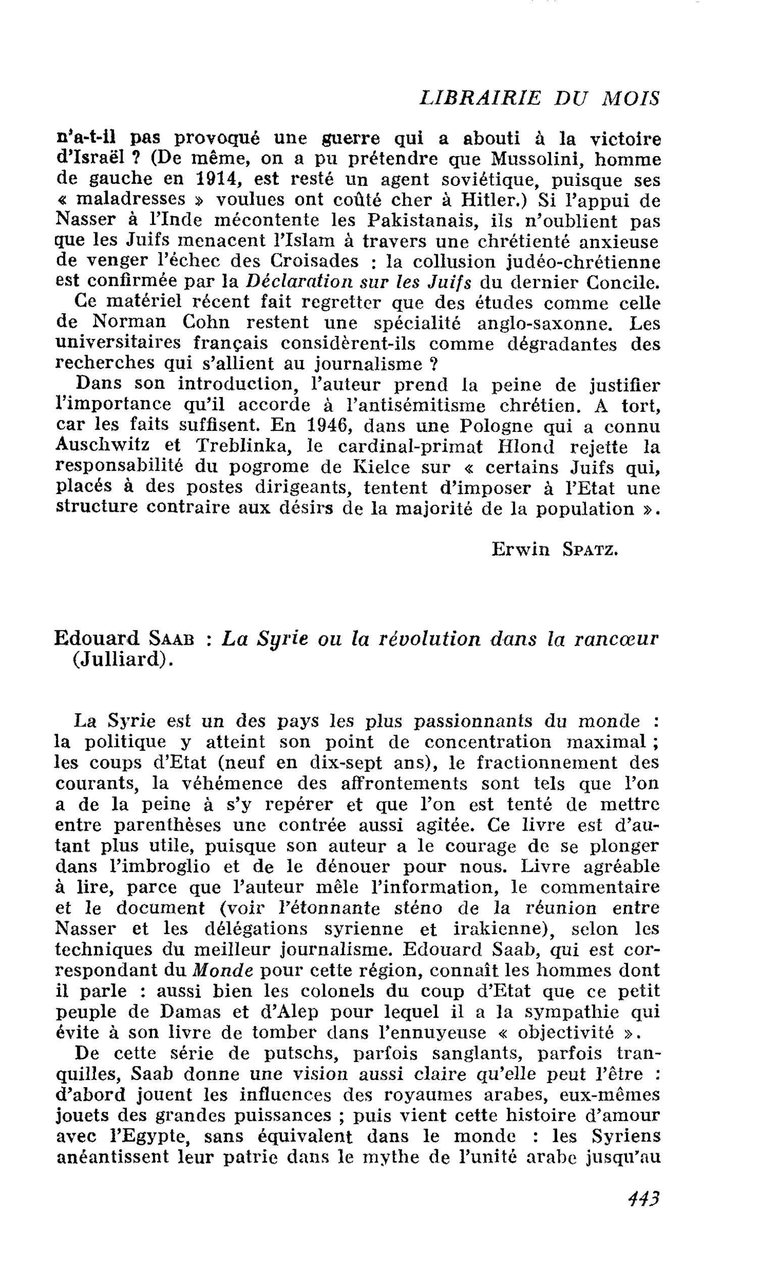 Edouard Saab : La Syrie ou la révolution dans la rancoeur