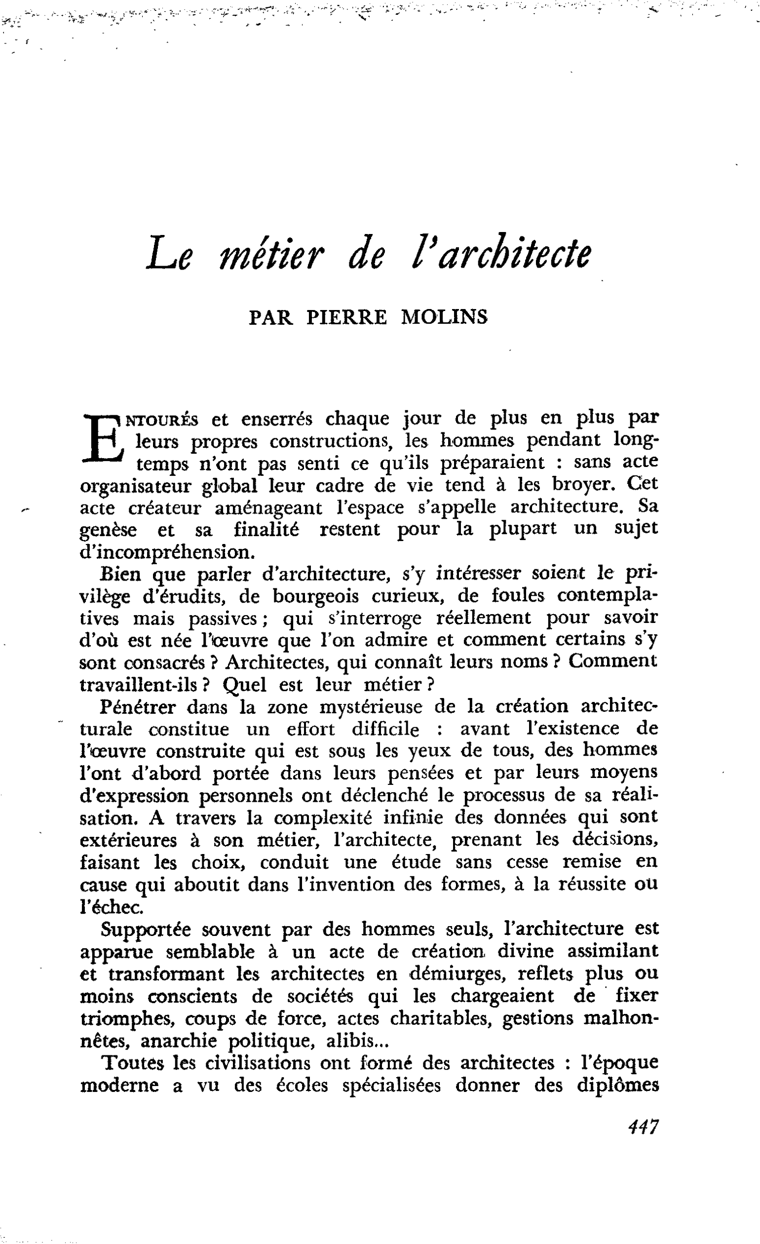 Le métier de l’architecte