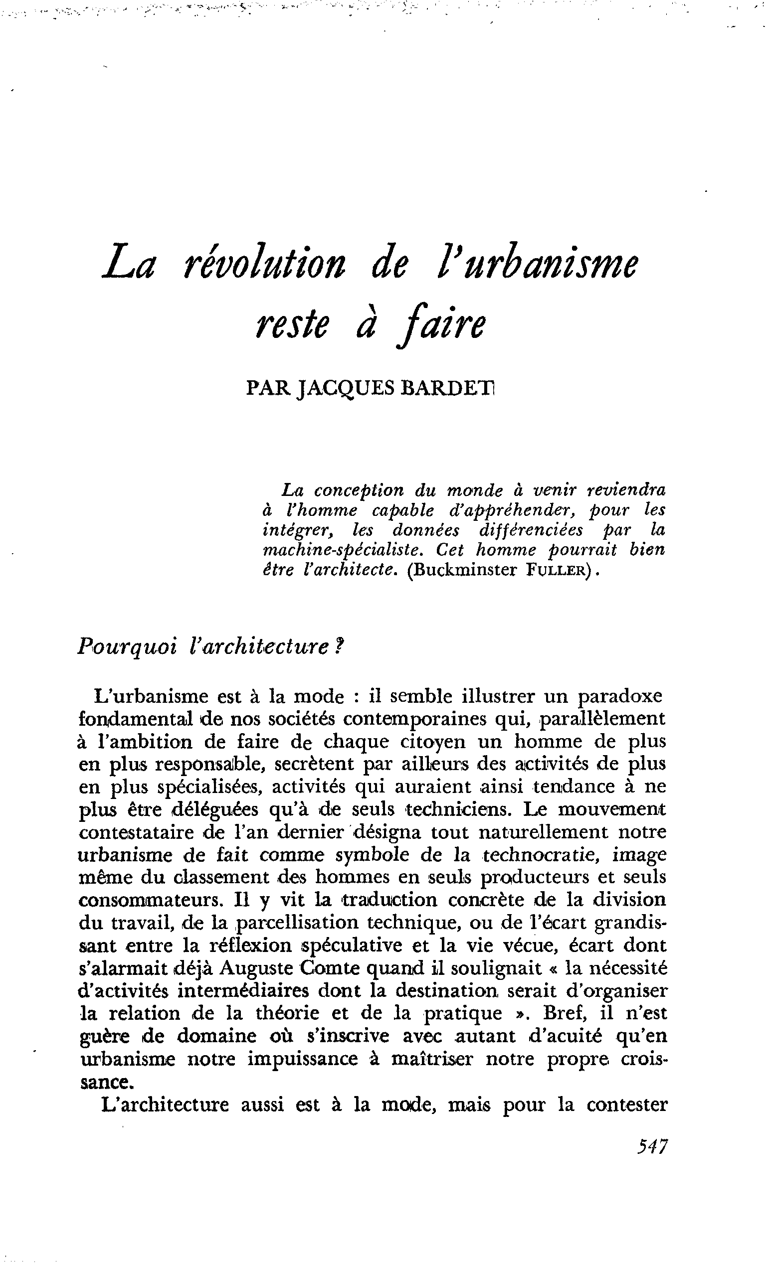 La révolution de l’urbanisme reste à faire