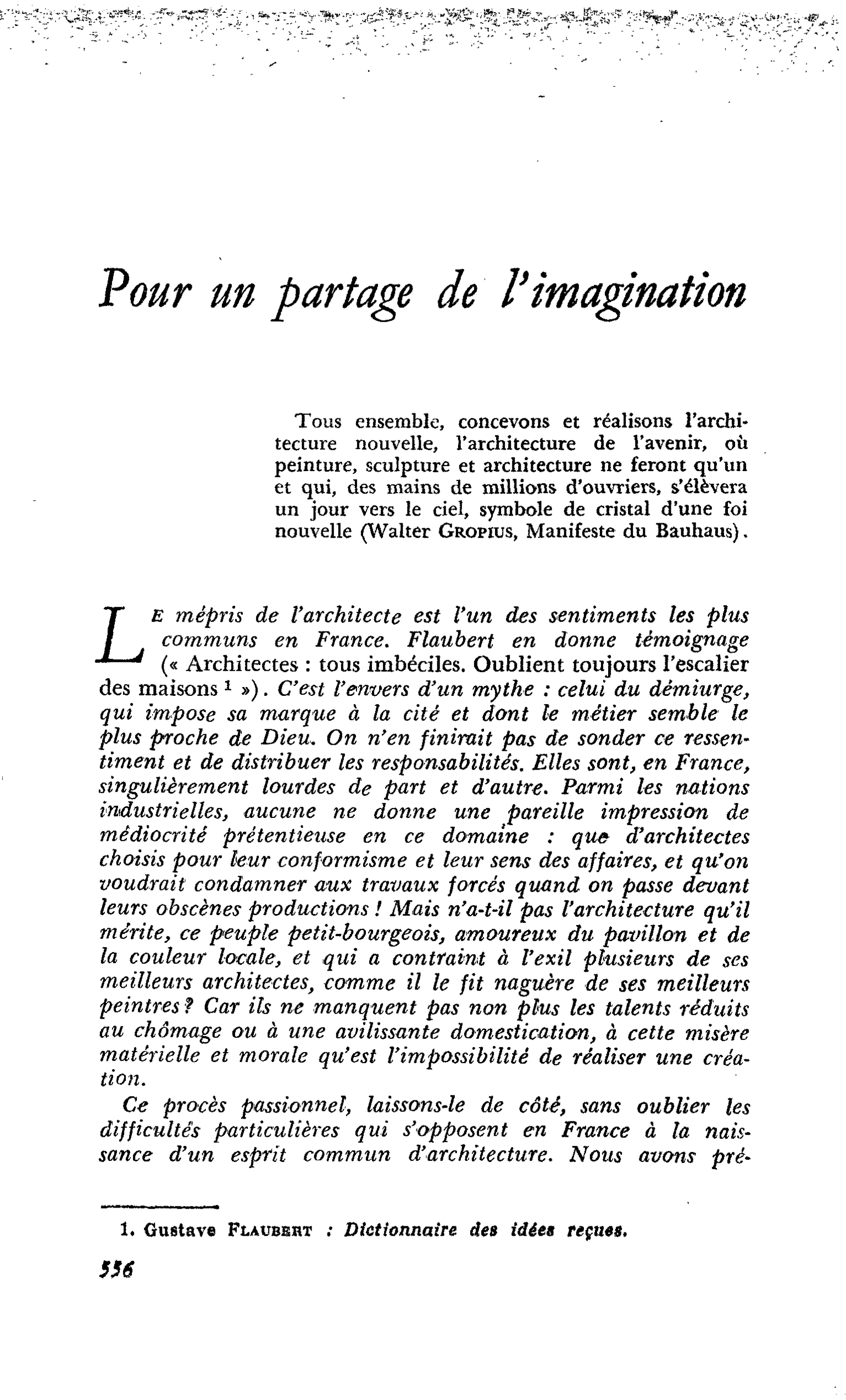 Pour un partage de l’imagination